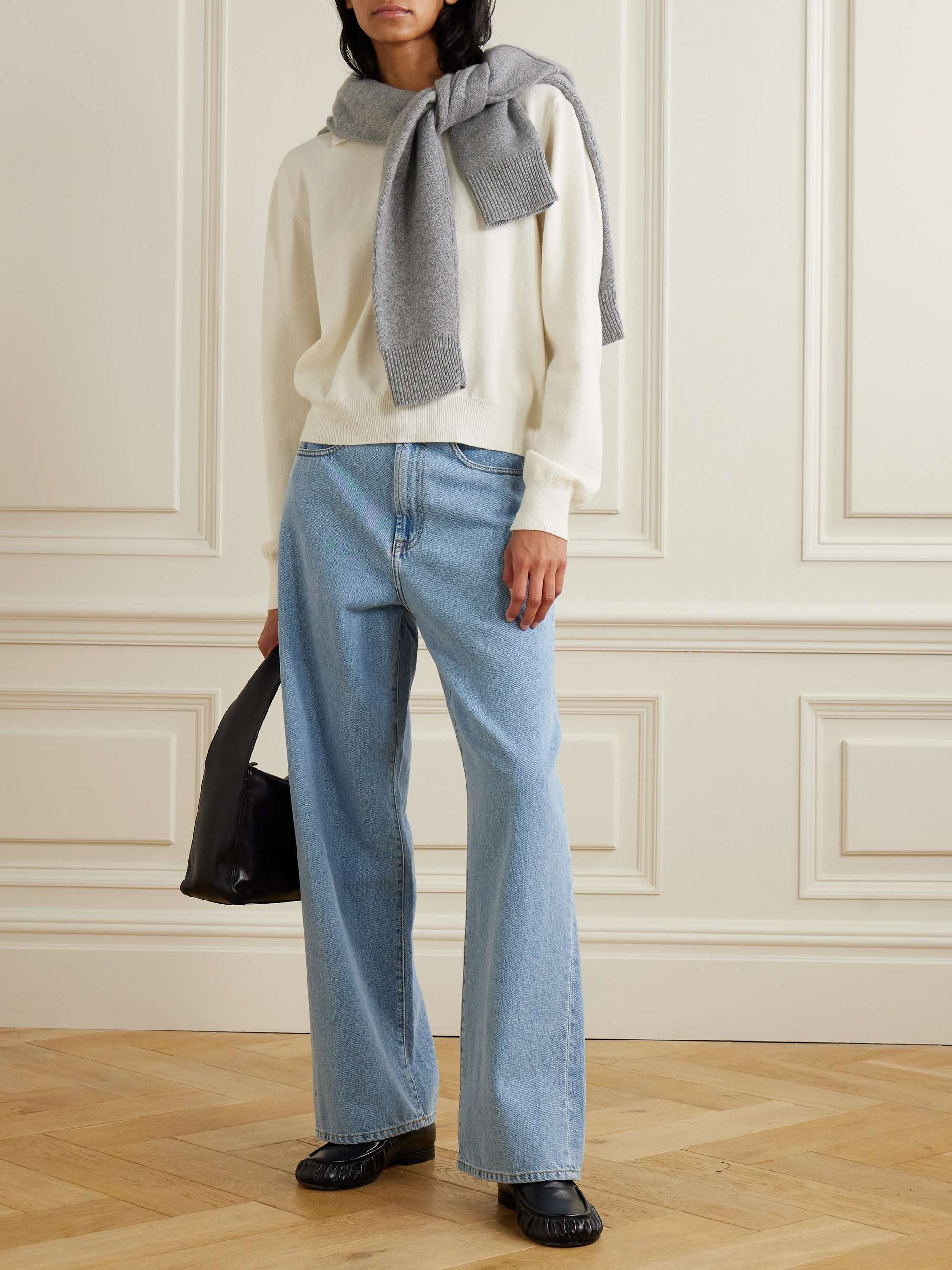 Merino wool and cashmere-blend polo sweater view