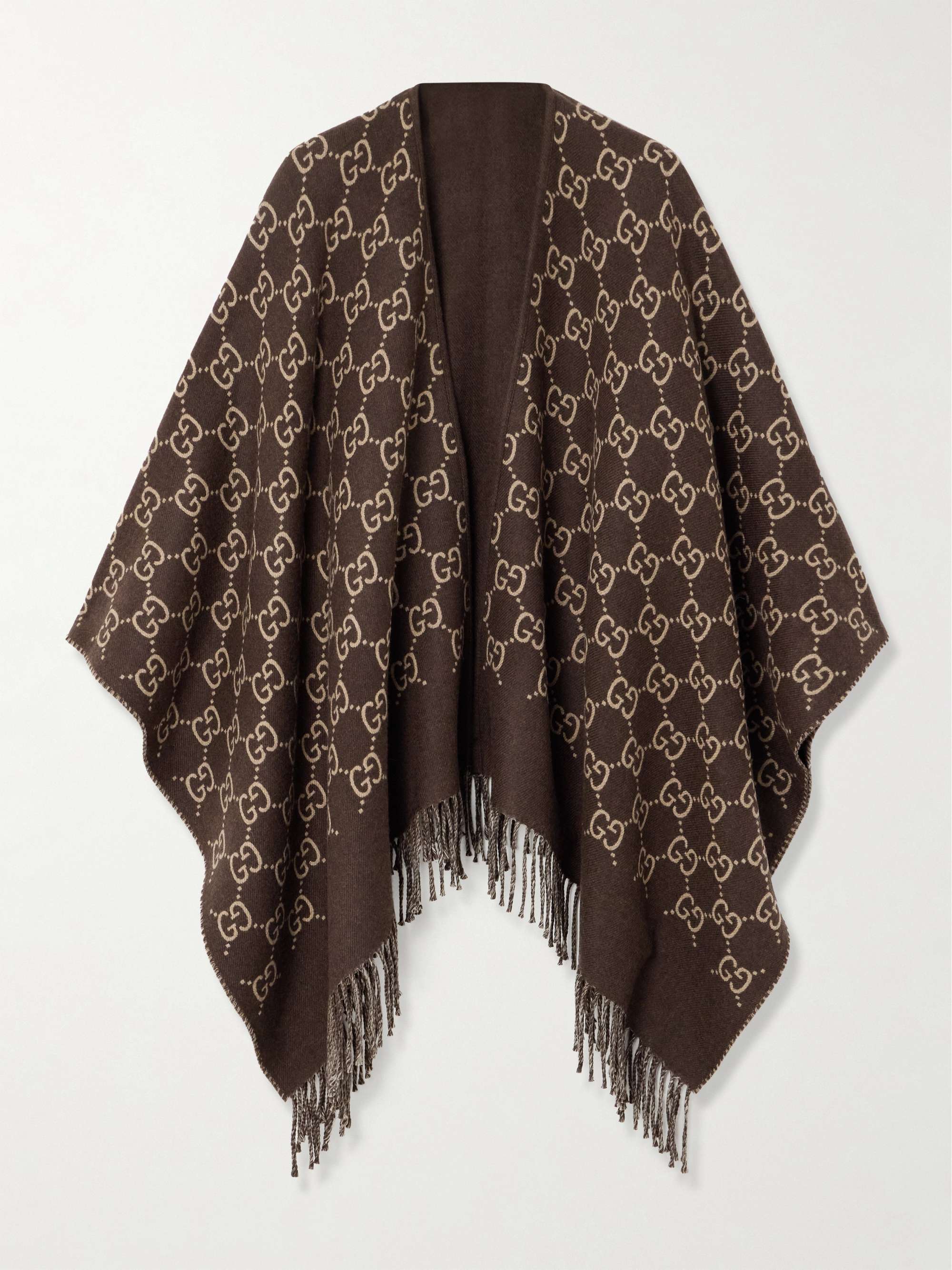 Fringed wool-jacquard wrap view