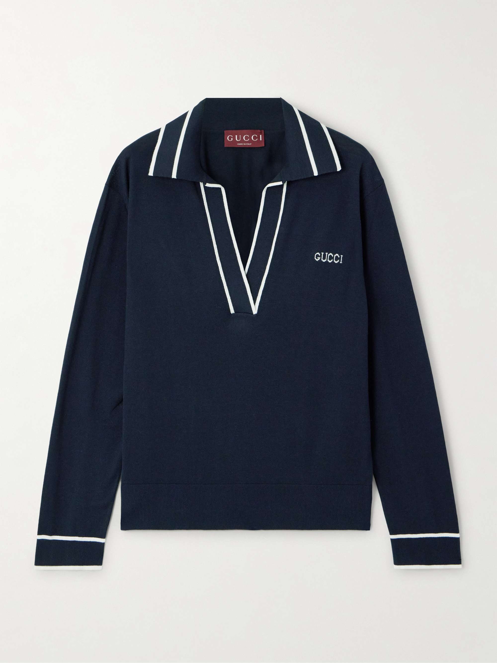 Striped intarsia-knit silk and cotton-blend sweater view