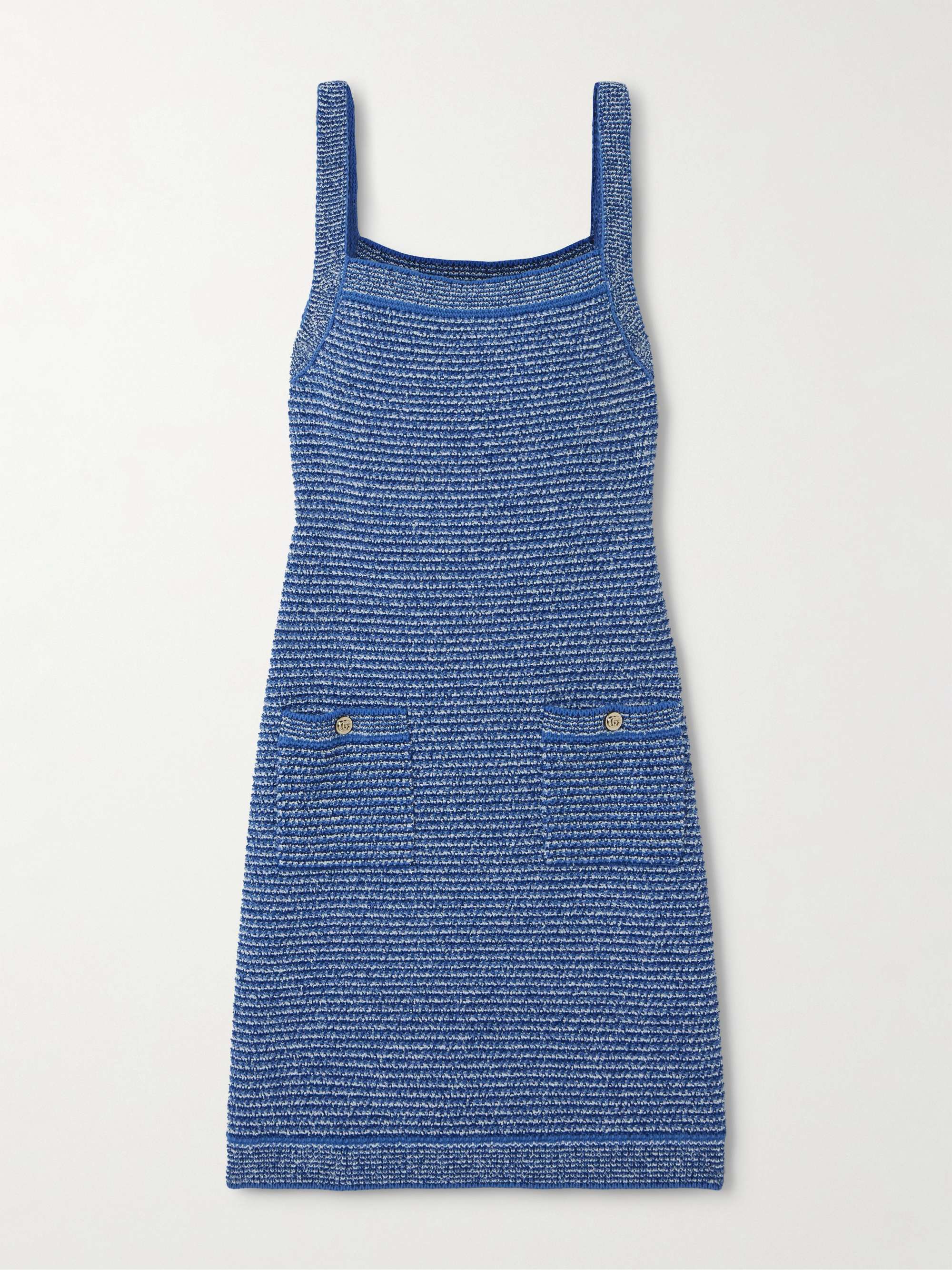 Striped cotton-blend bouclé mini dress view