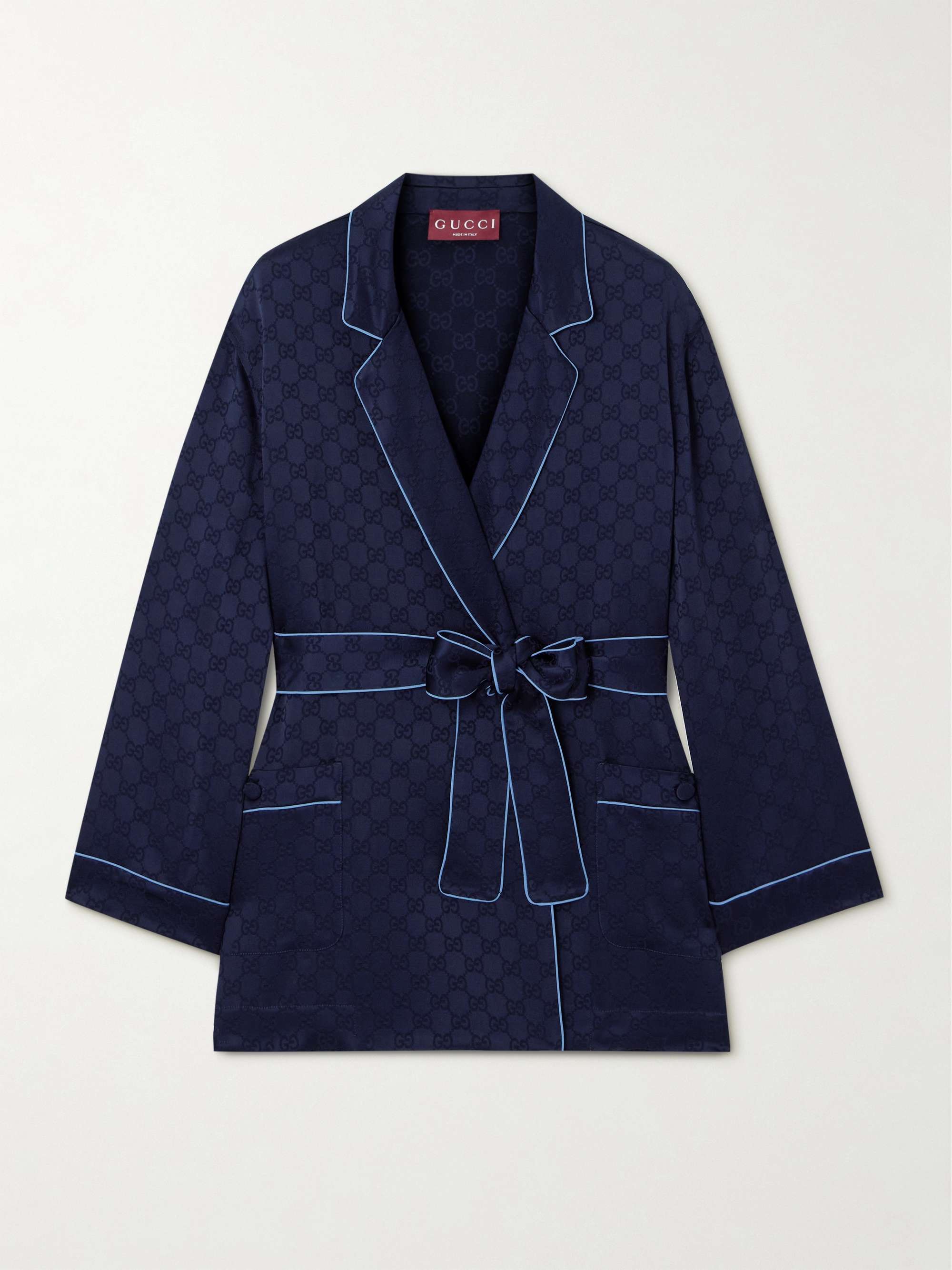 Belted satin-jacquard shirt view