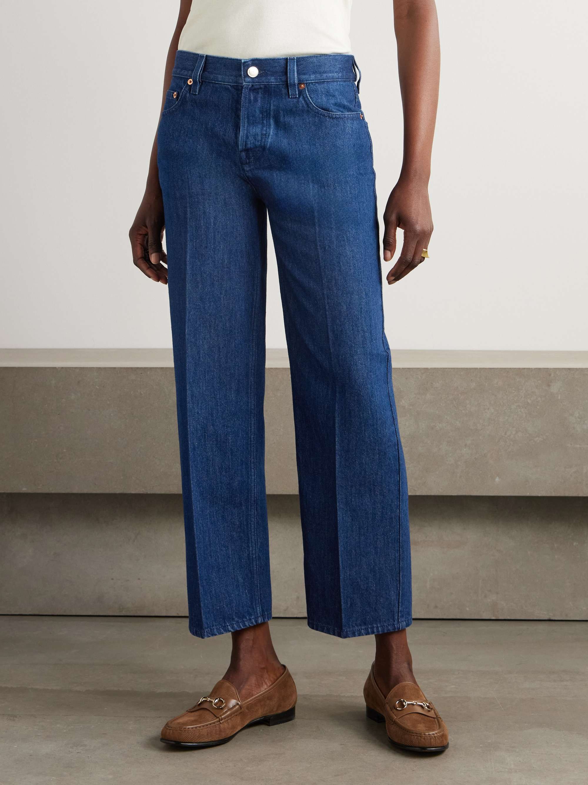 Cropped mid-rise straight-leg jeans view