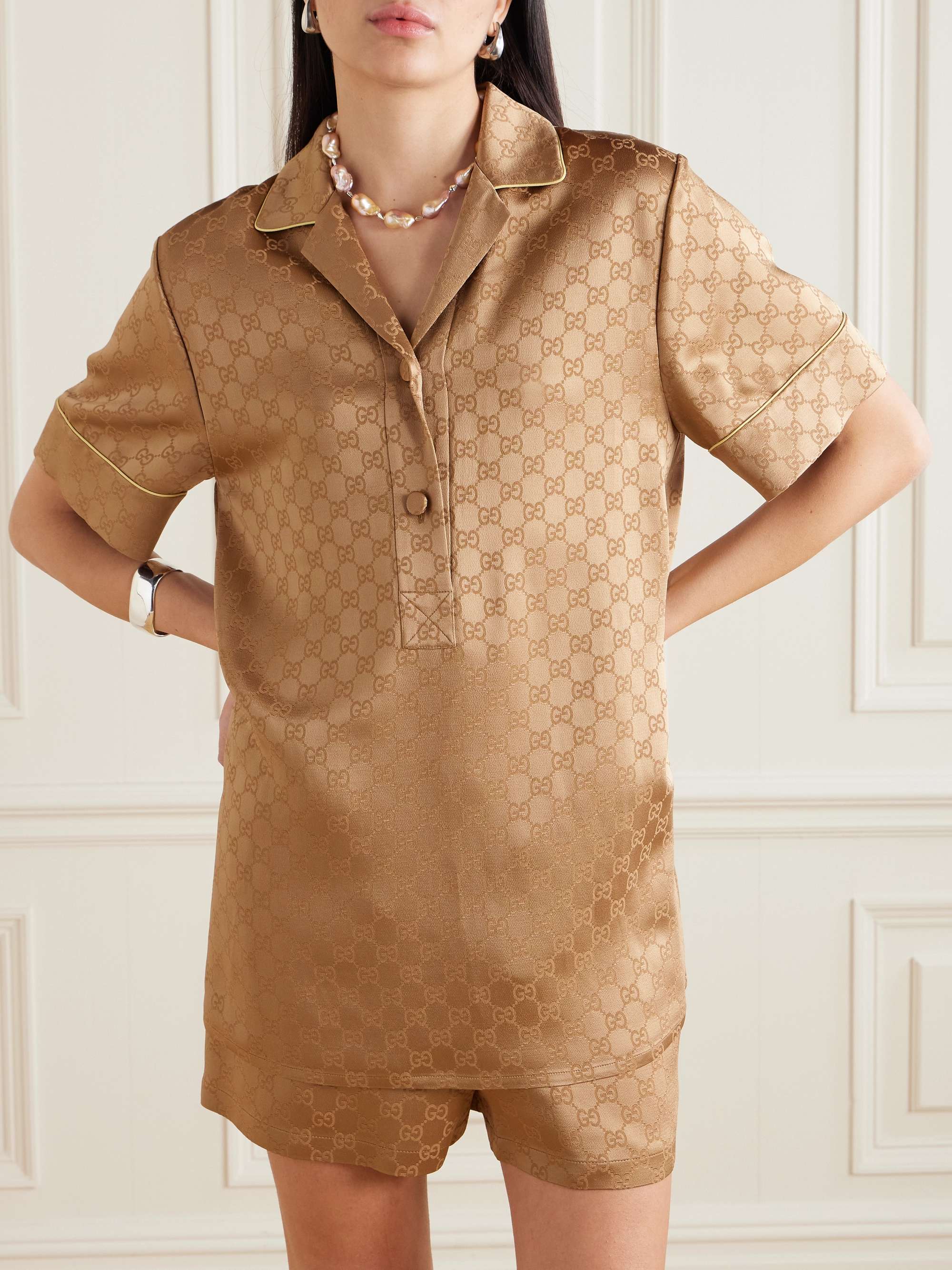 GG hammered satin-jacquard shirt view