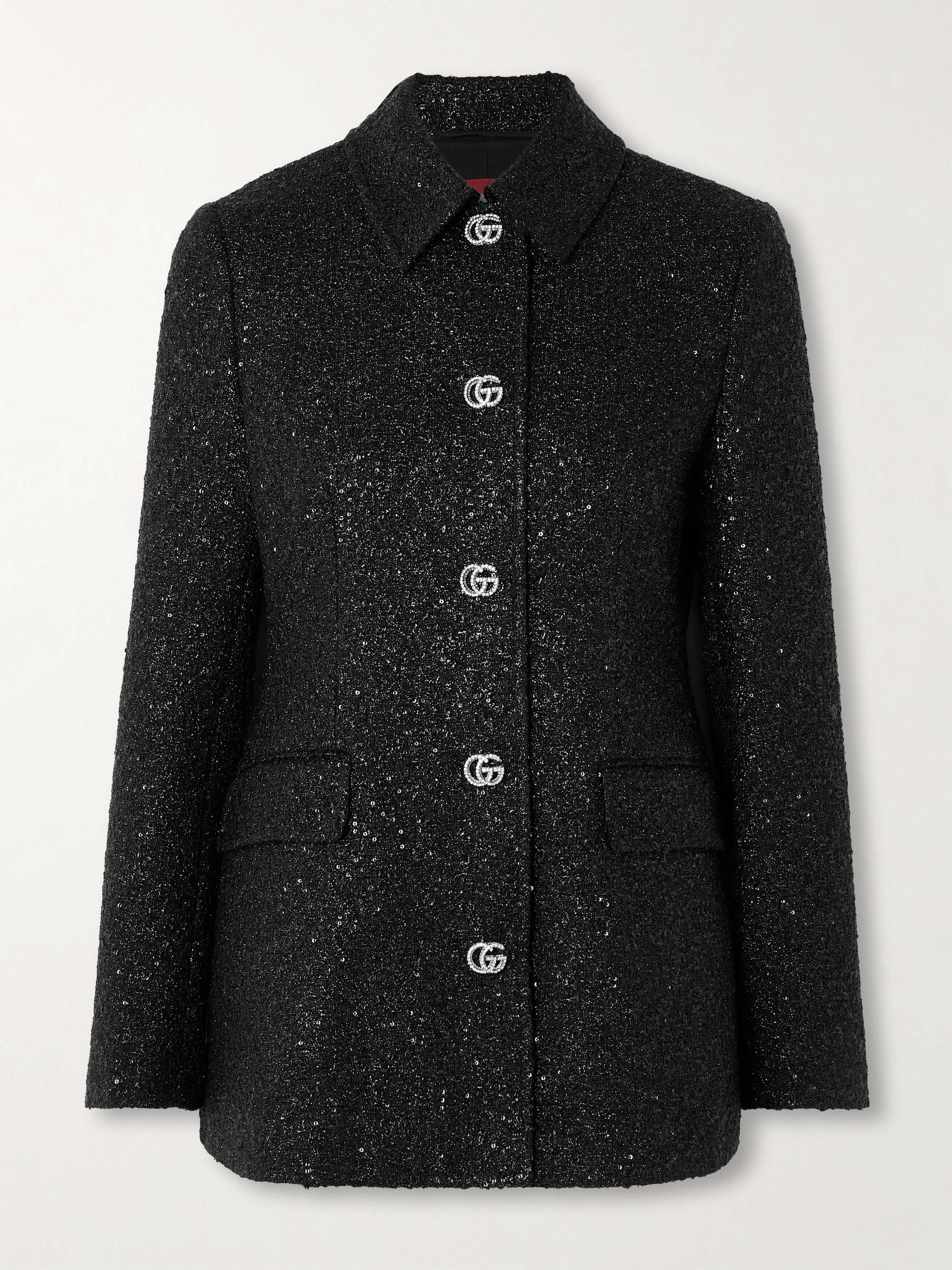 Embellished metallic tweed jacket view