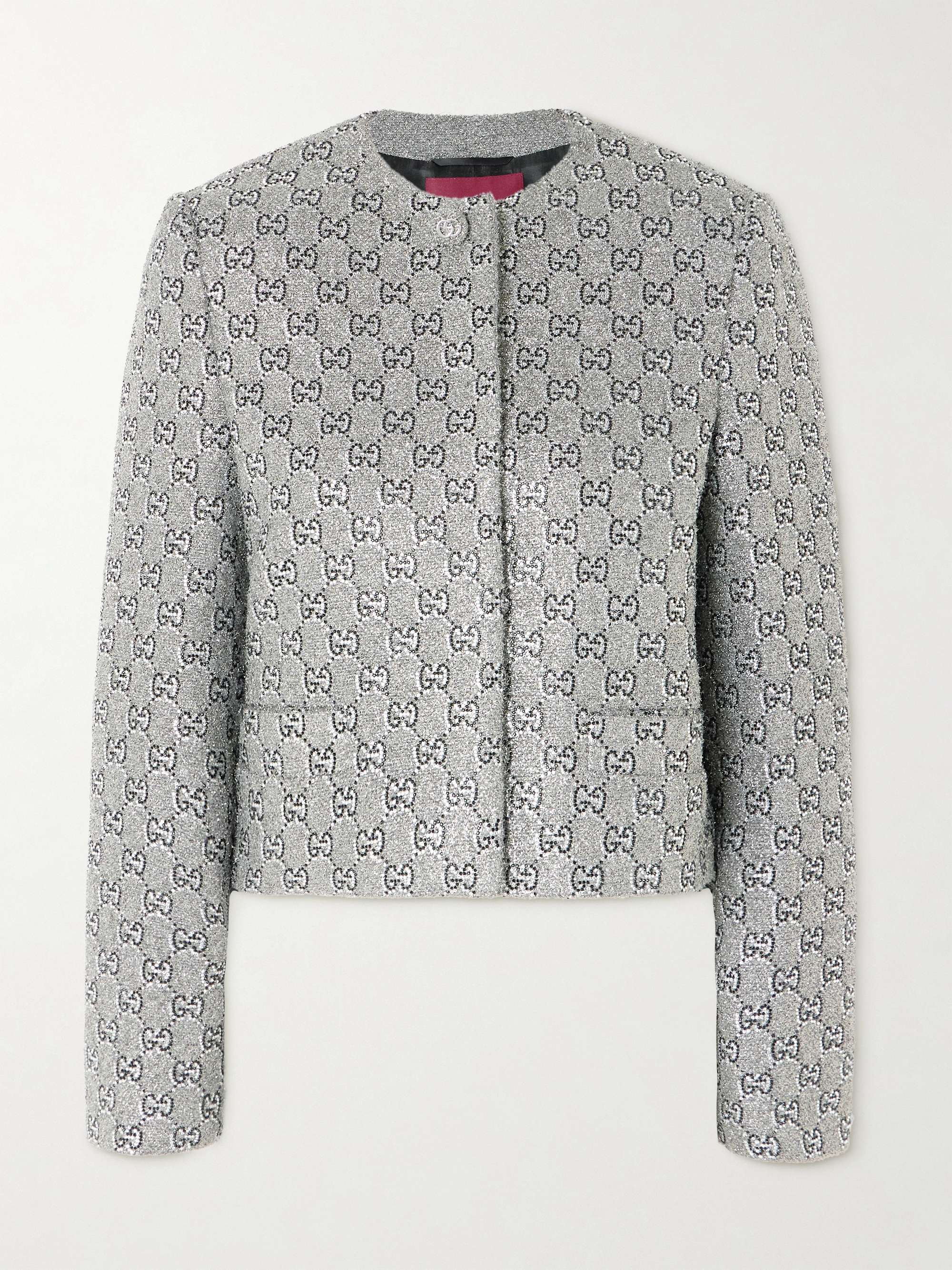 Crystal-embellished metallic tweed jacket view
