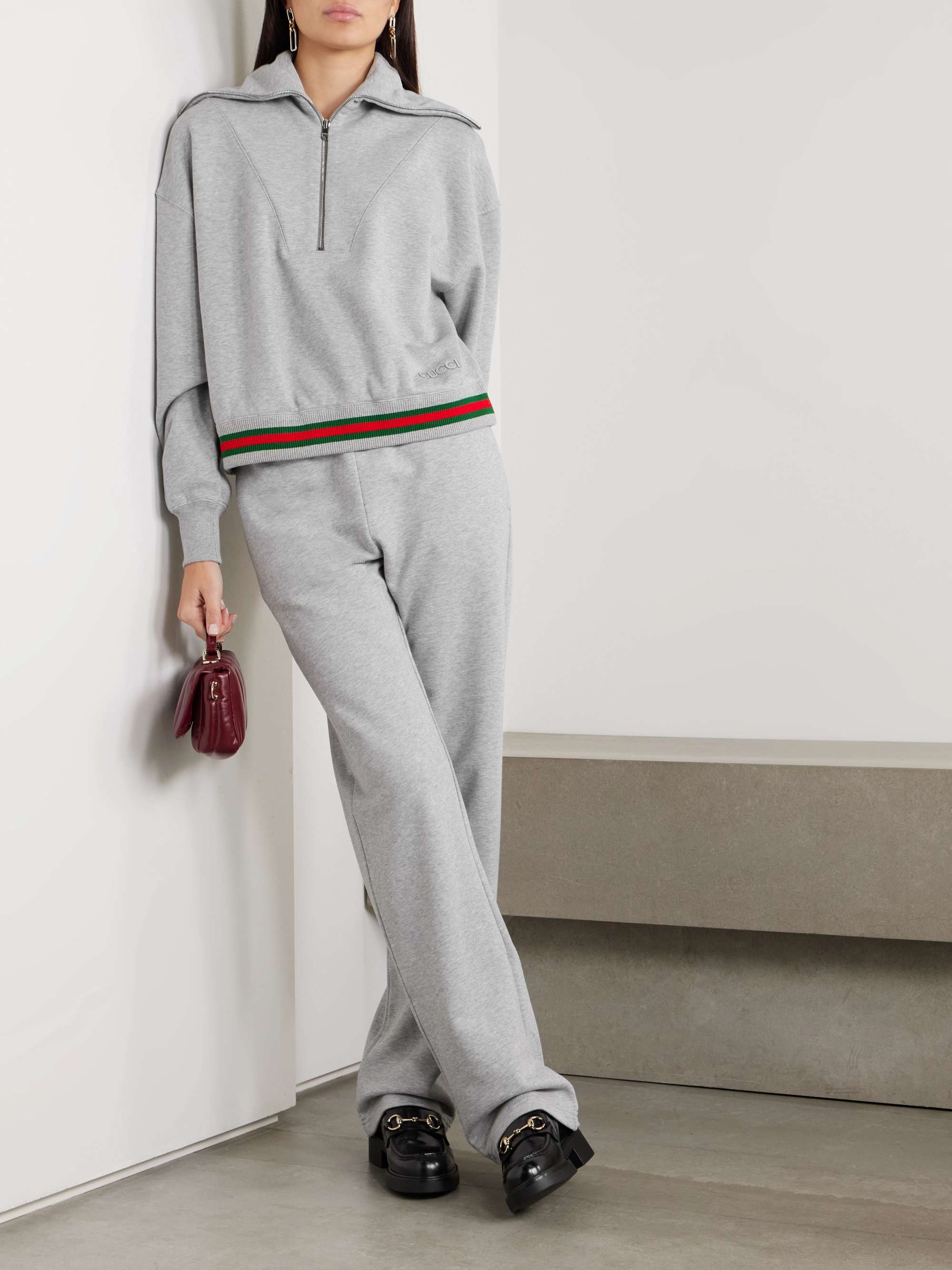 Appliquéd striped cotton-jersey track pants view
