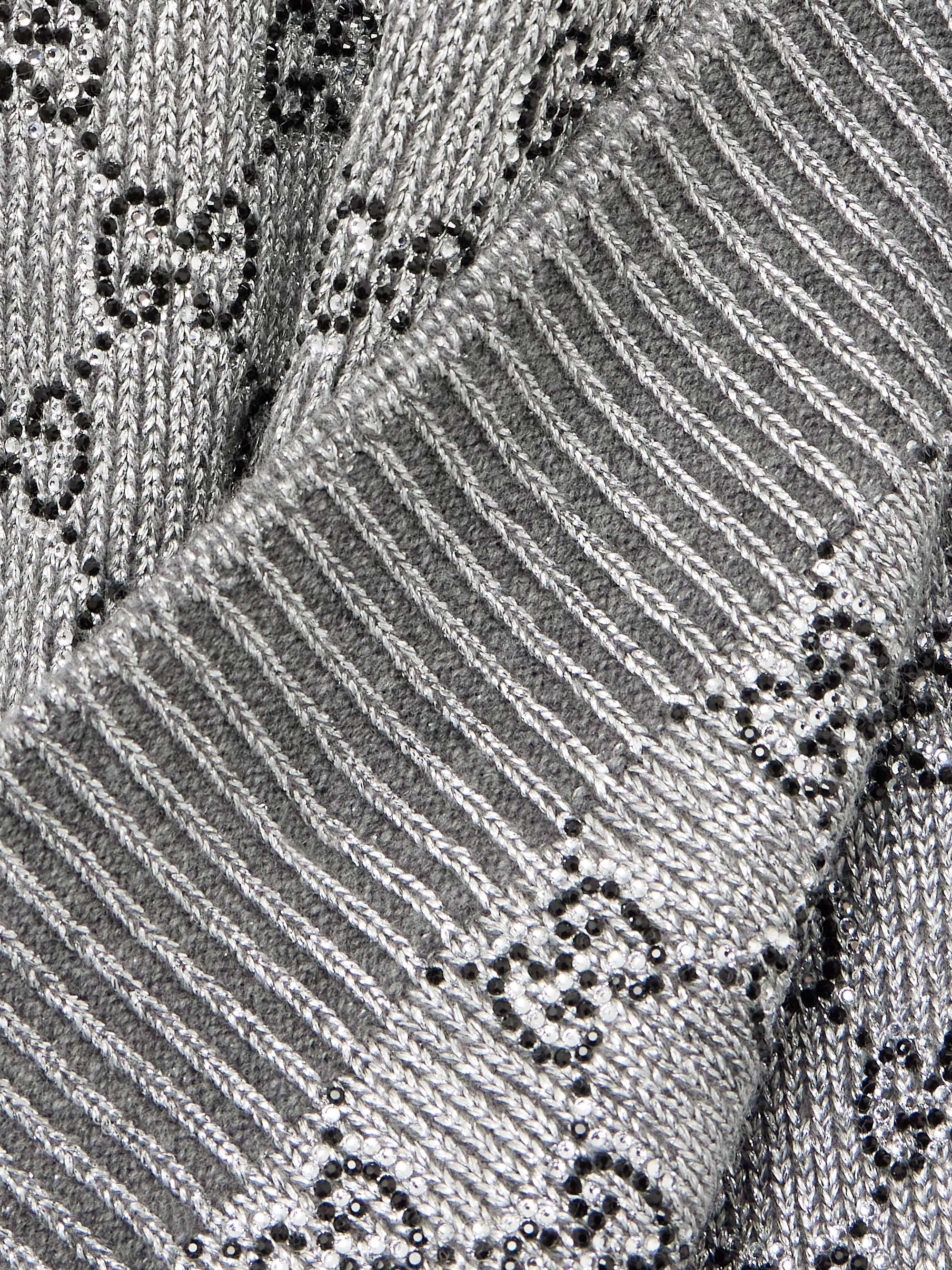 Crystal-embellished metallic wool-blend wide-leg pants view