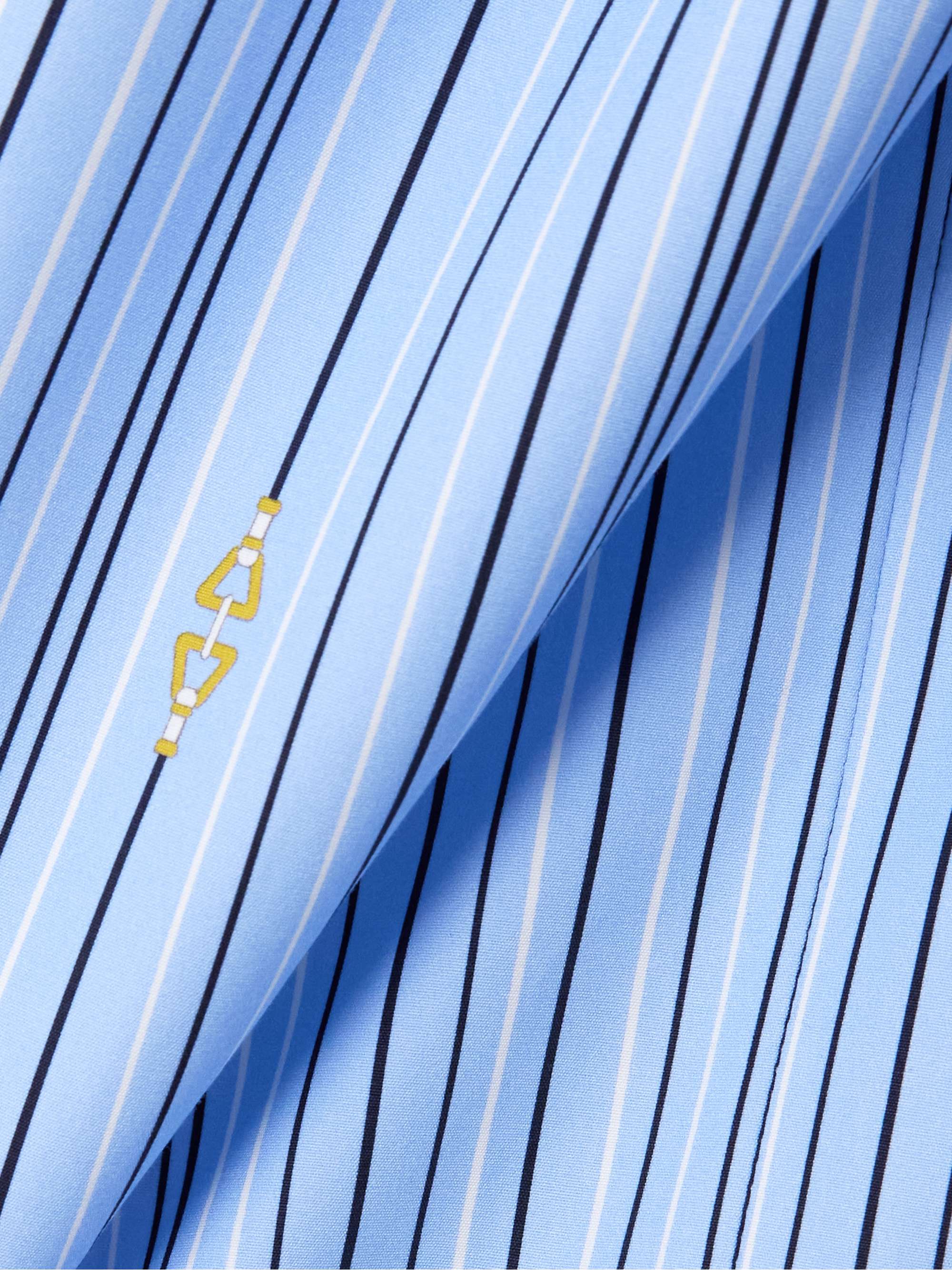 Printed striped cotton-poplin wide-leg pants view