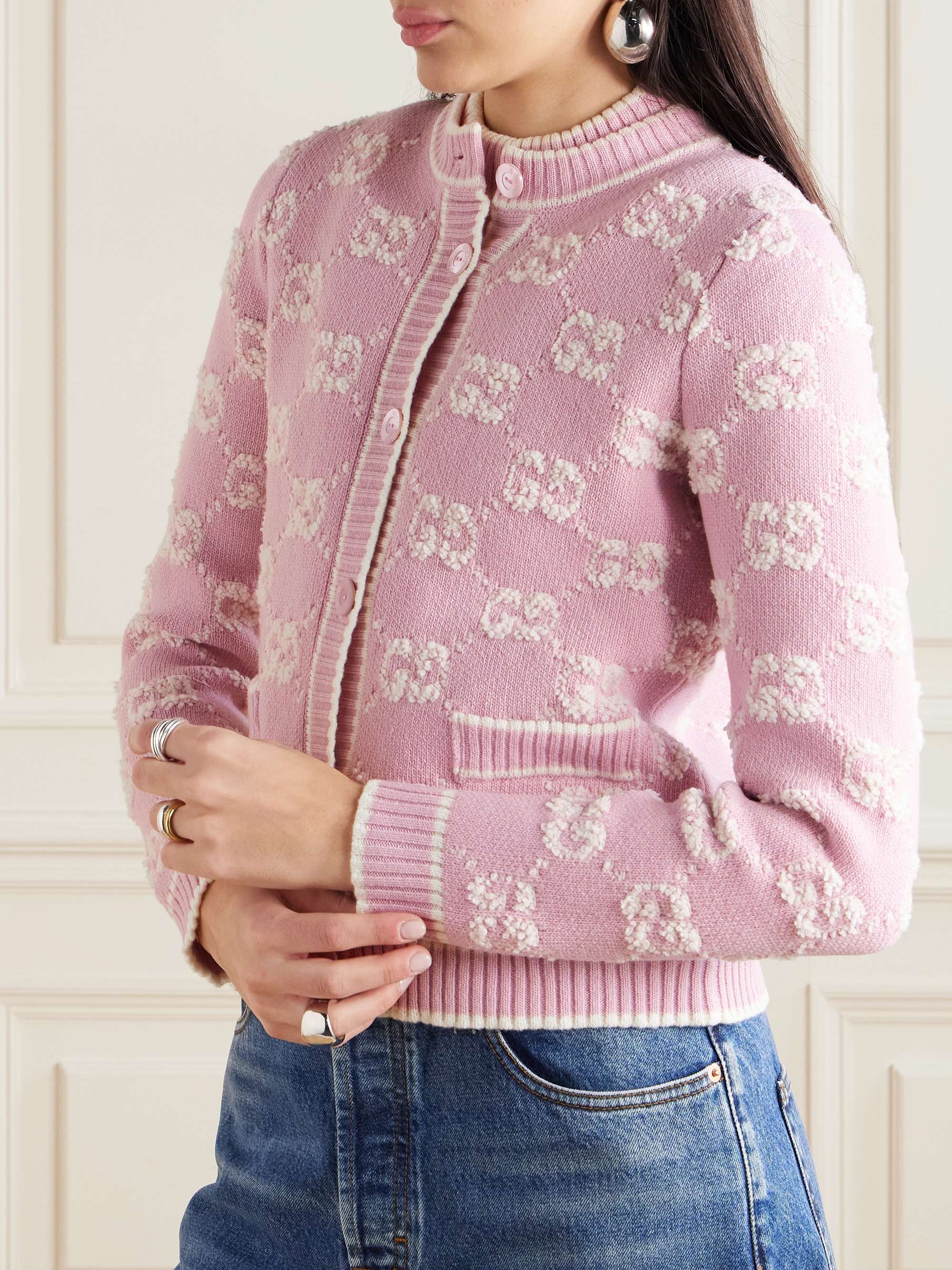Wool bouclé-jacquard cardigan view