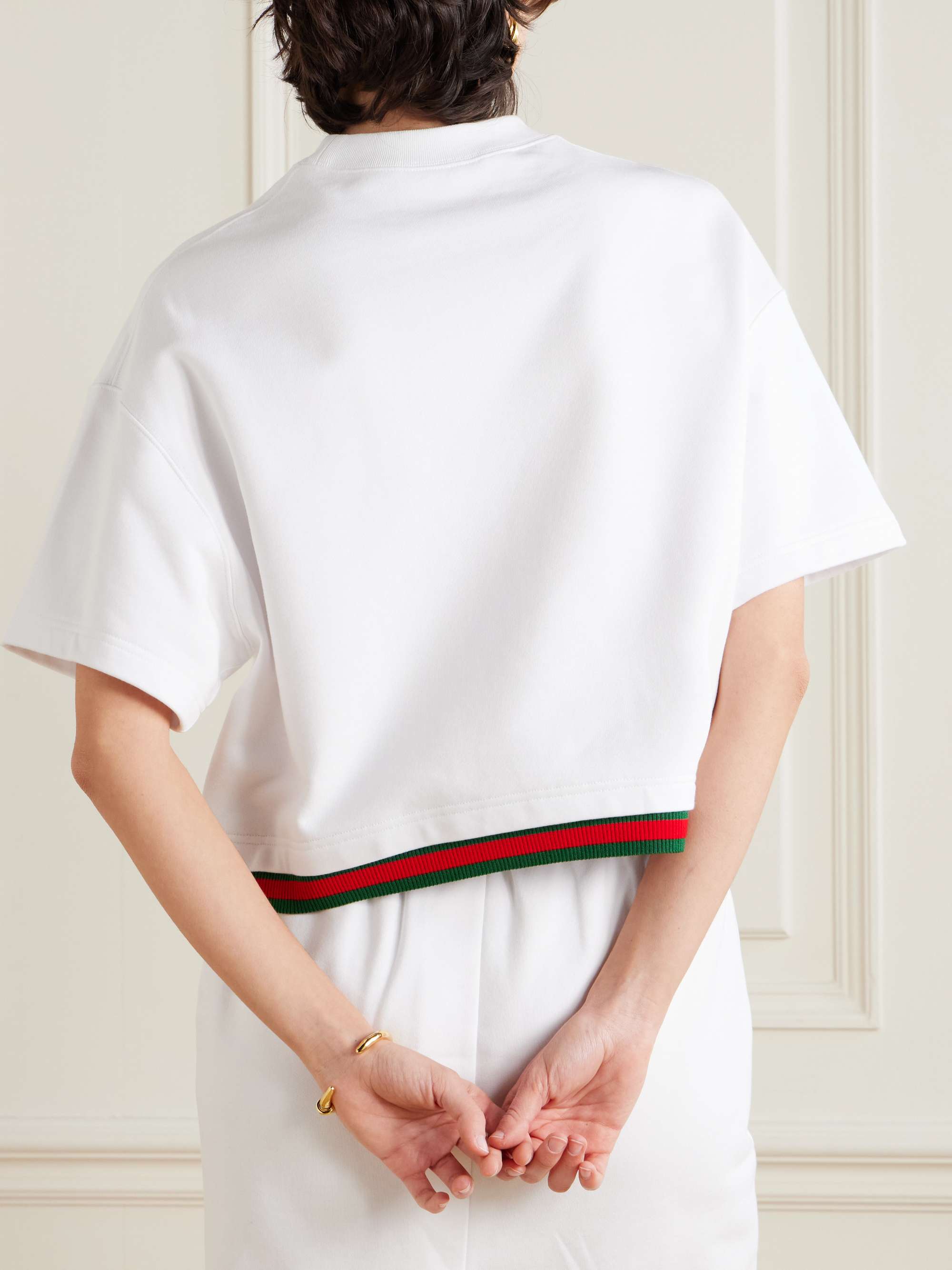 Appliquéd striped cotton-jersey T-shirt view