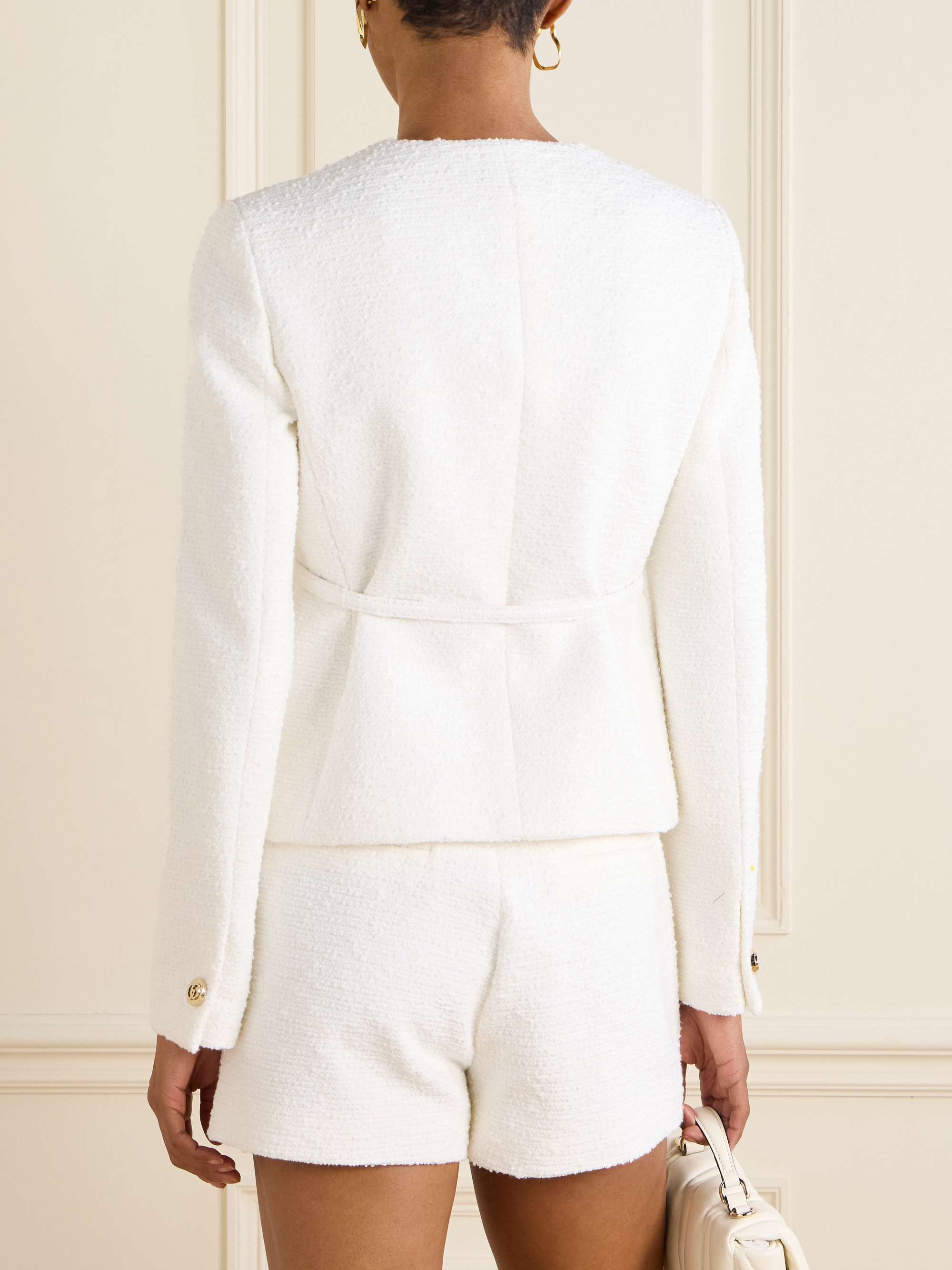 Belted cotton-blend bouclé jacket view