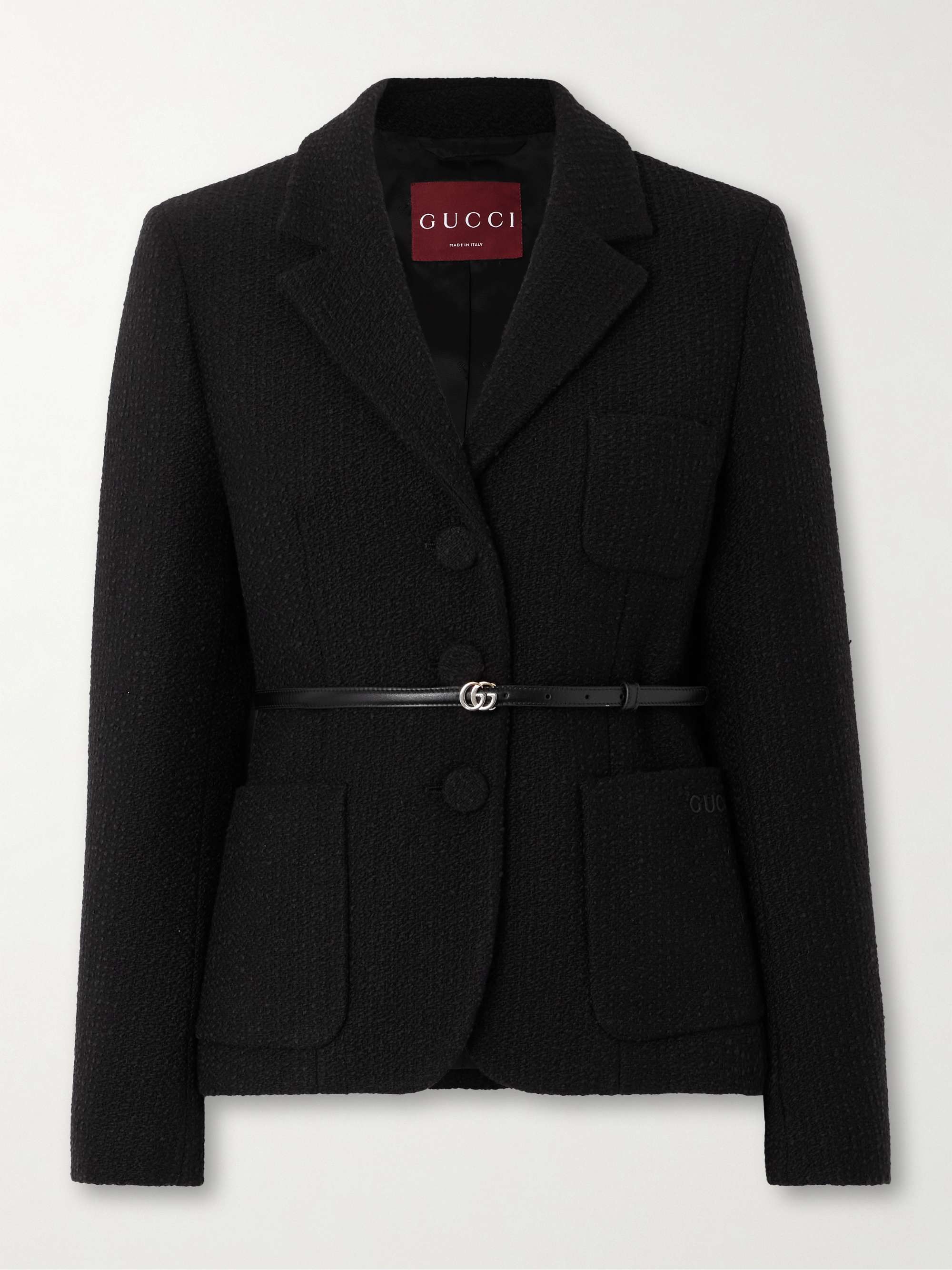 Belted wool-blend bouclé jacket view
