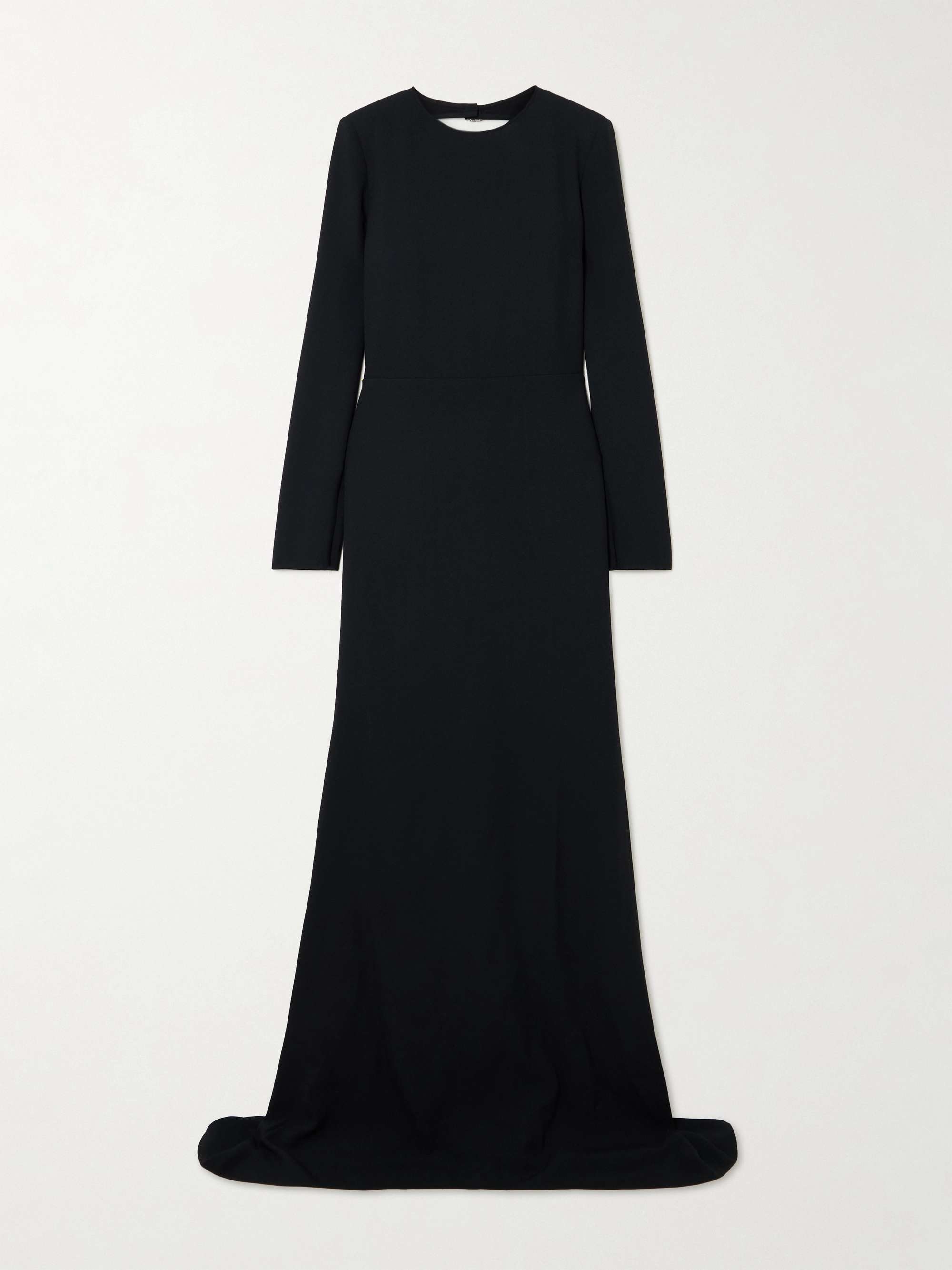 Crystal-embellished open-back crepe gown view