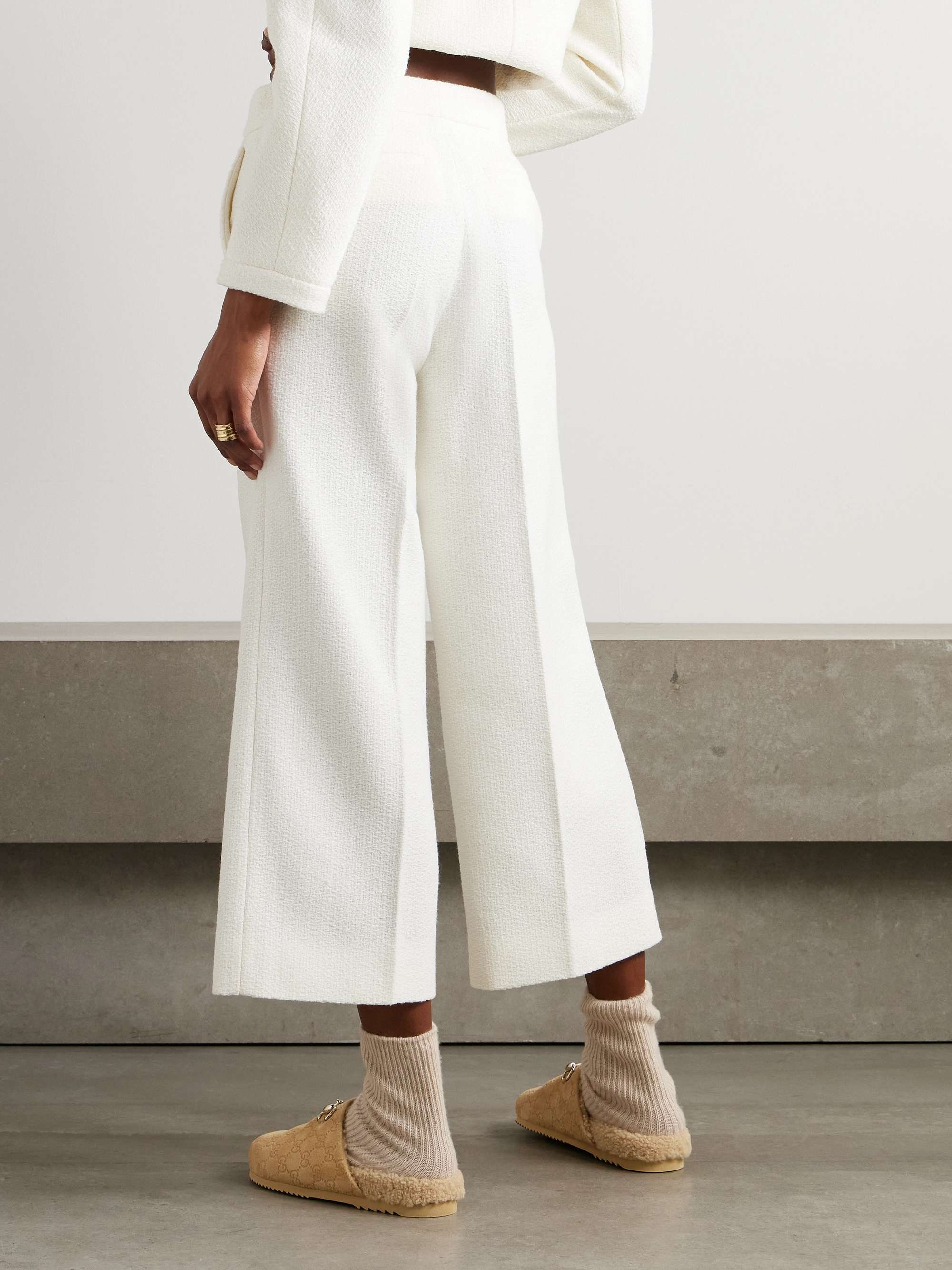 Wool-blend bouclé wide-leg pants view