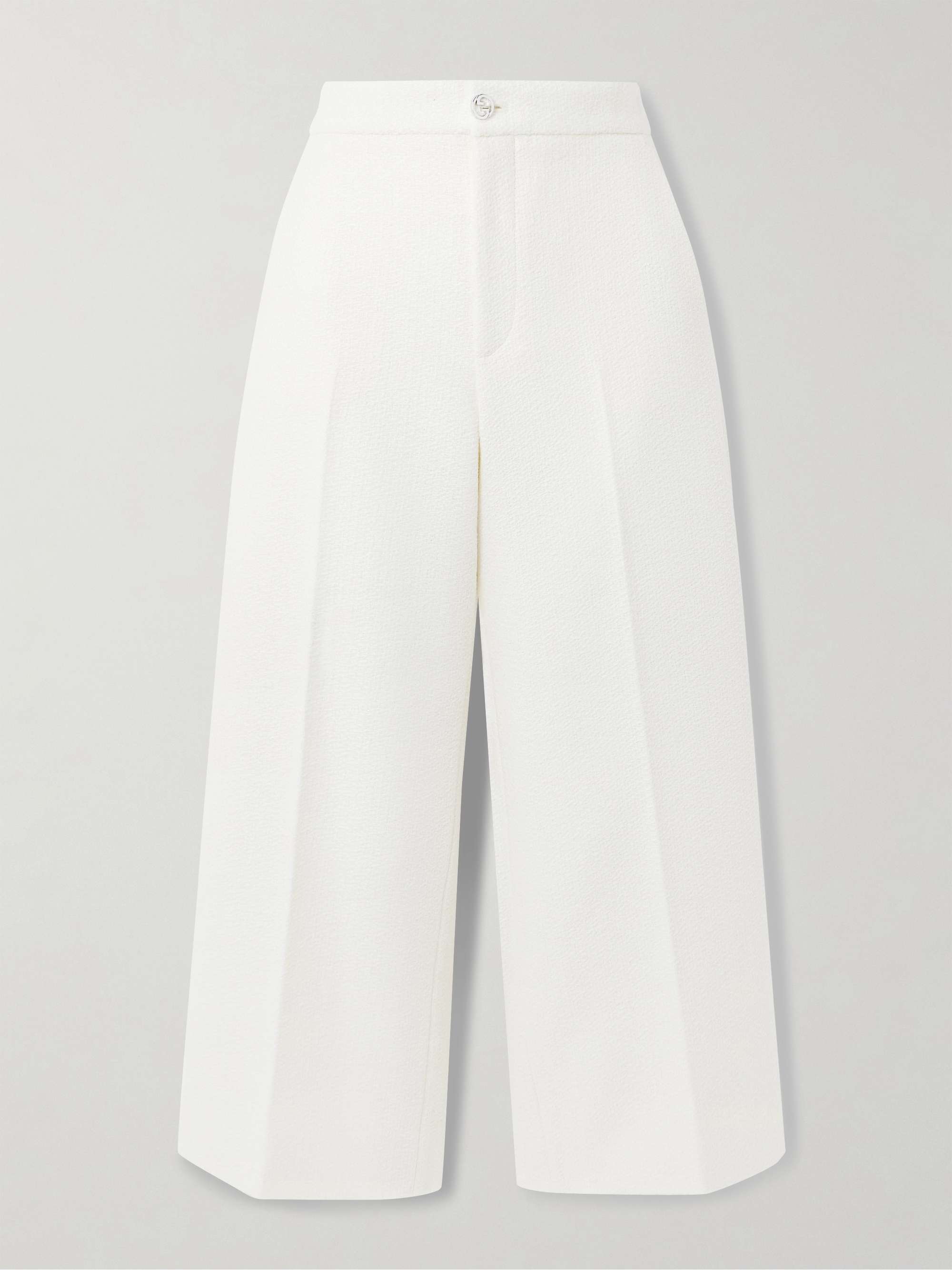 Wool-blend bouclé wide-leg pants view