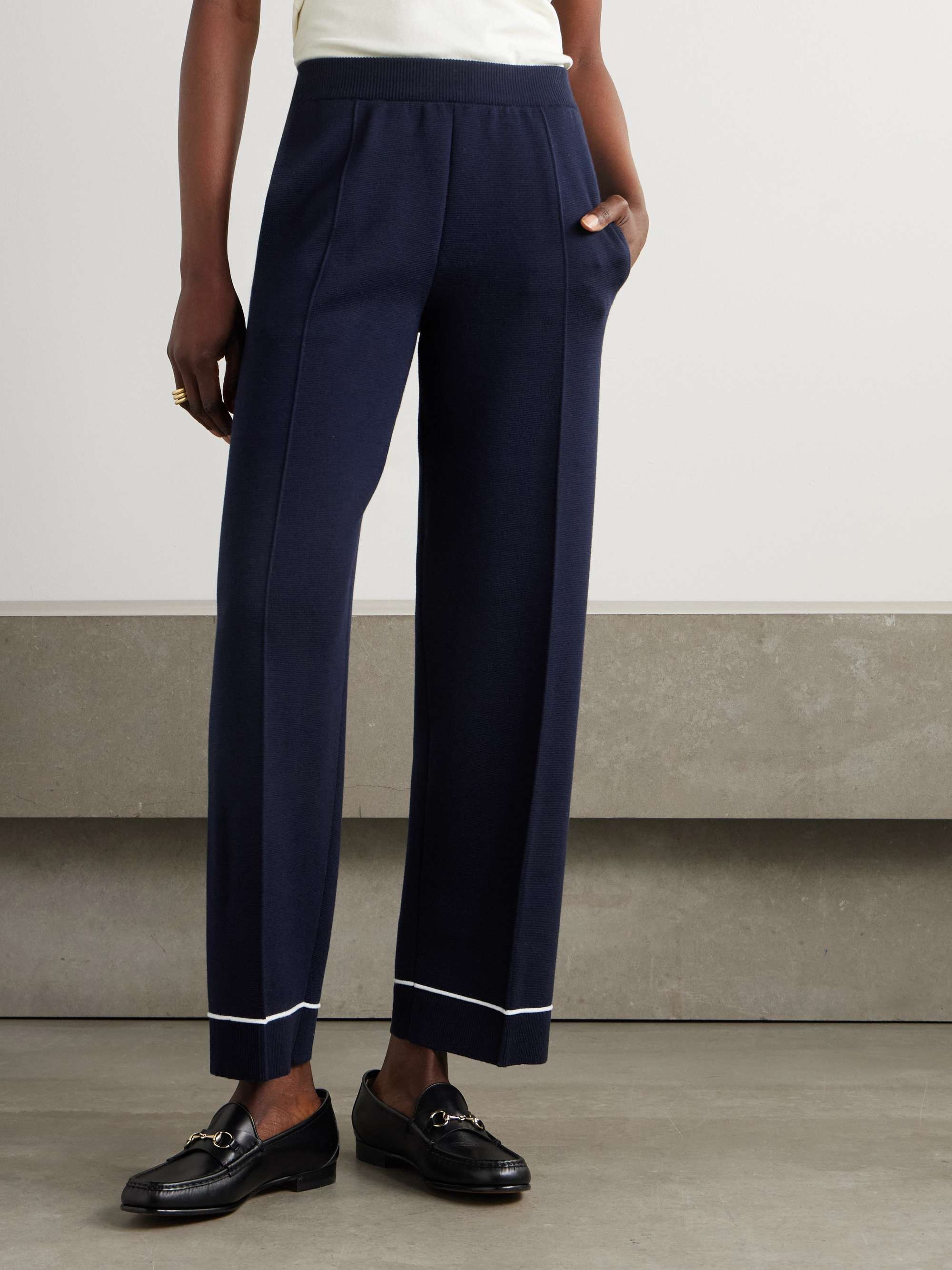 Wool straight-leg track pants view