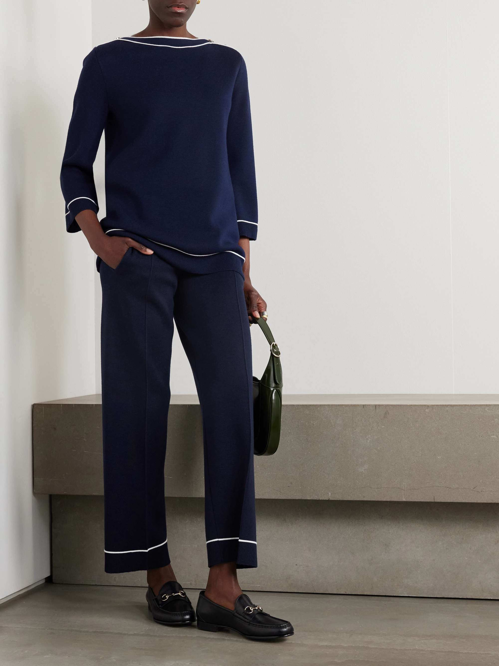 Wool straight-leg track pants view