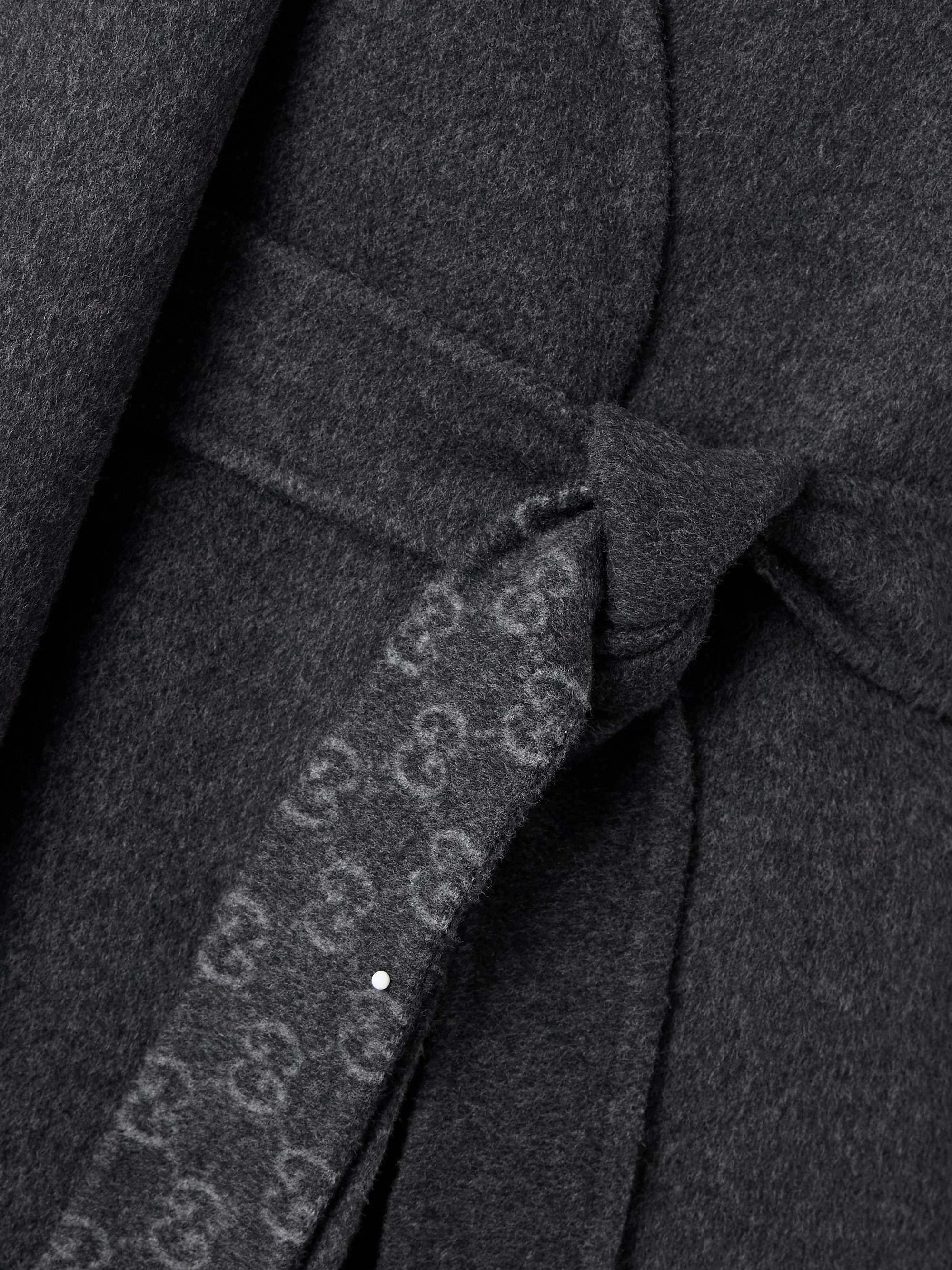 Belted wool and silk-blend coat view