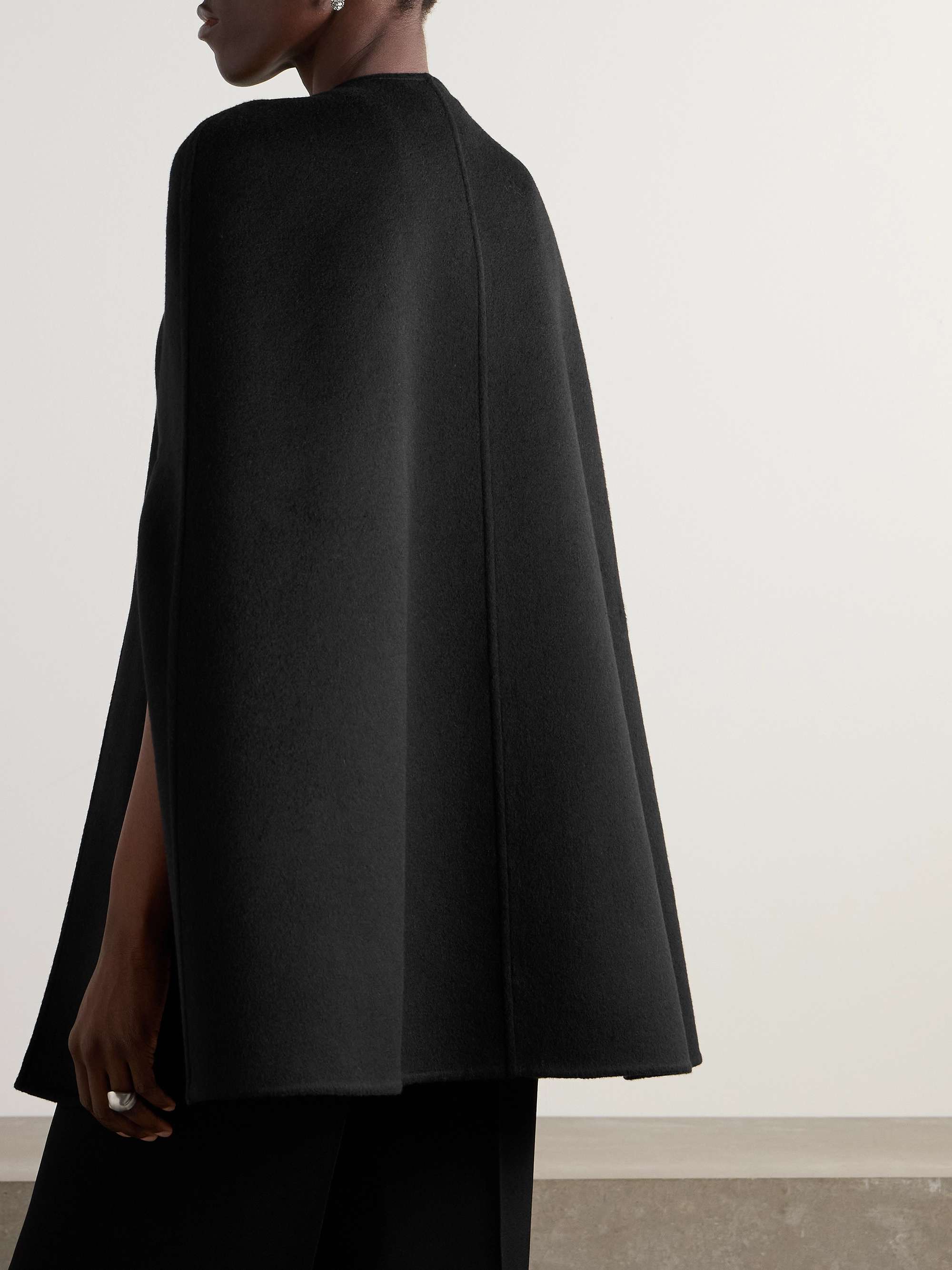 Horsebit-embellished wool and silk-blend cape view