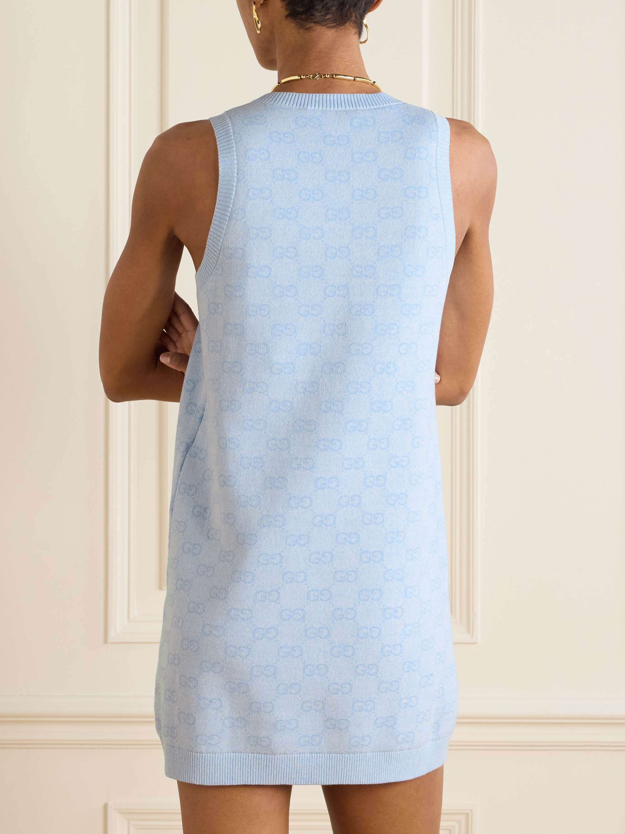 Jacquard-knit cotton mini dress view