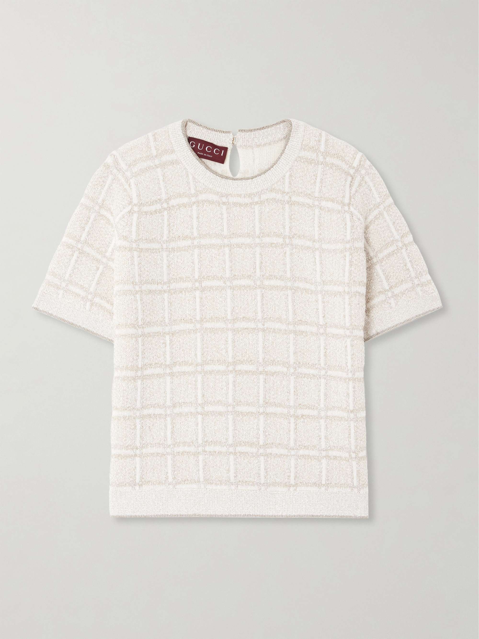 Checked metallic wool-blend sweater view