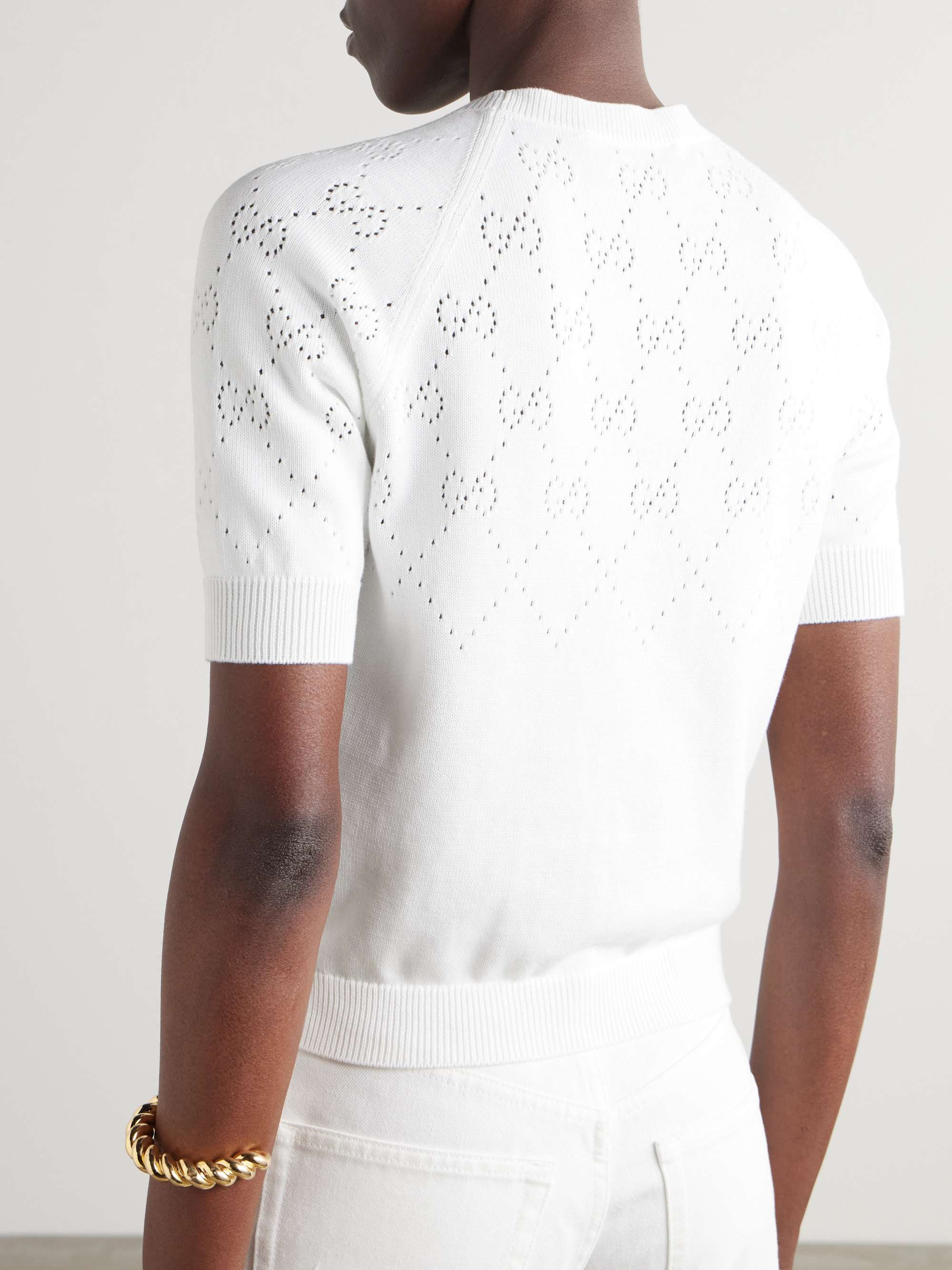 Pointelle-knit cotton sweater view