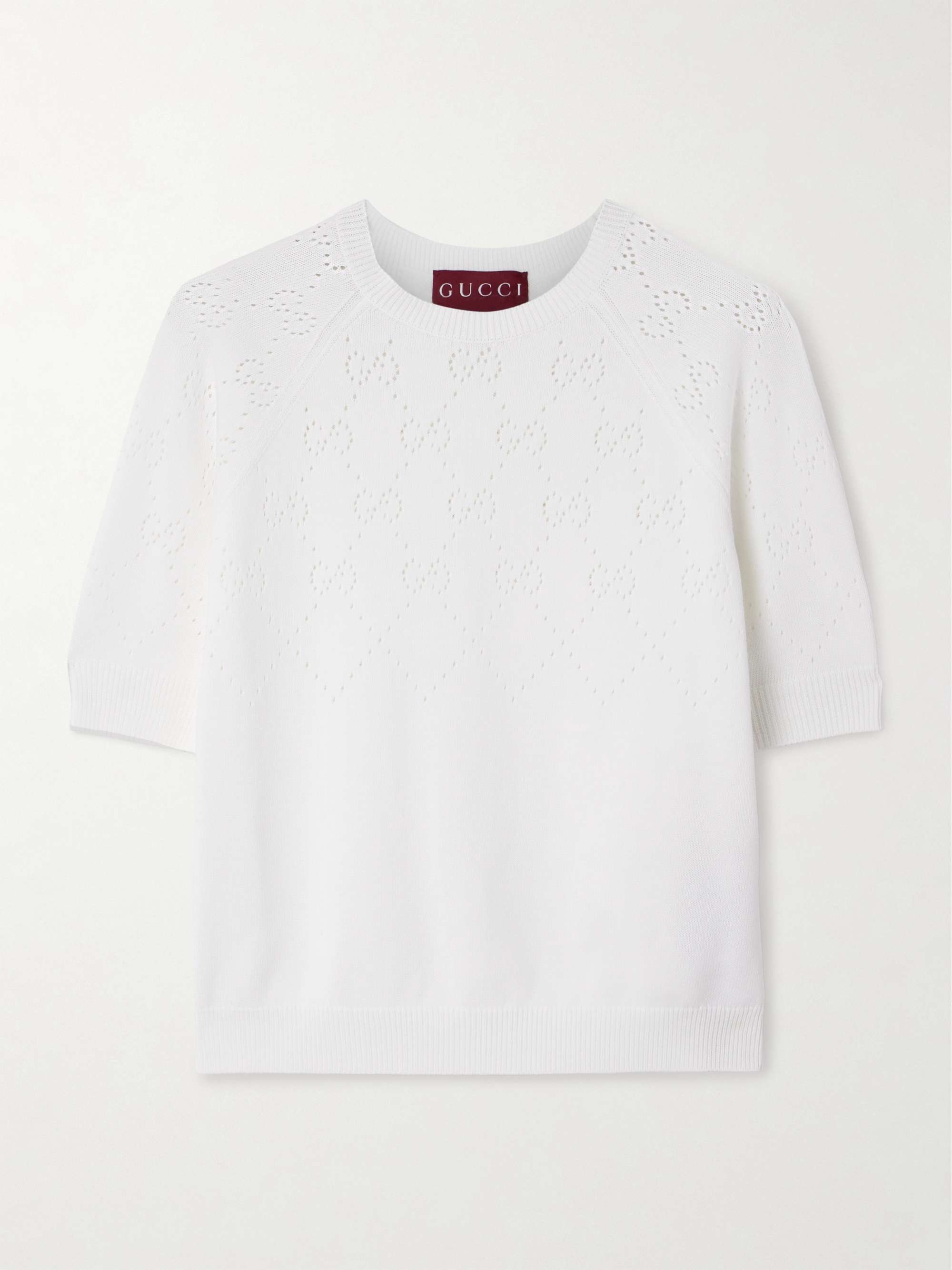 Pointelle-knit cotton sweater view