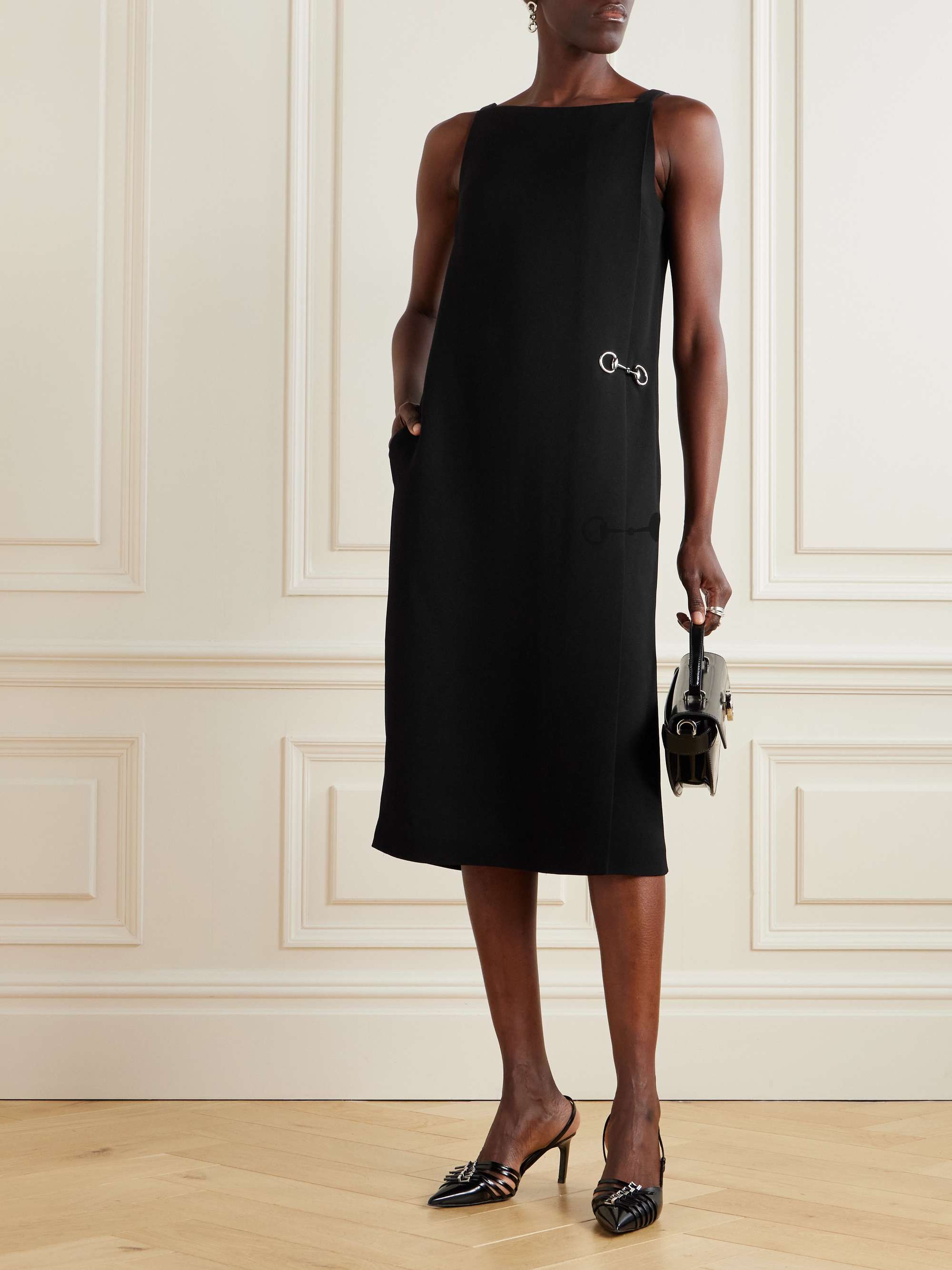 Layered crepe midi dress view