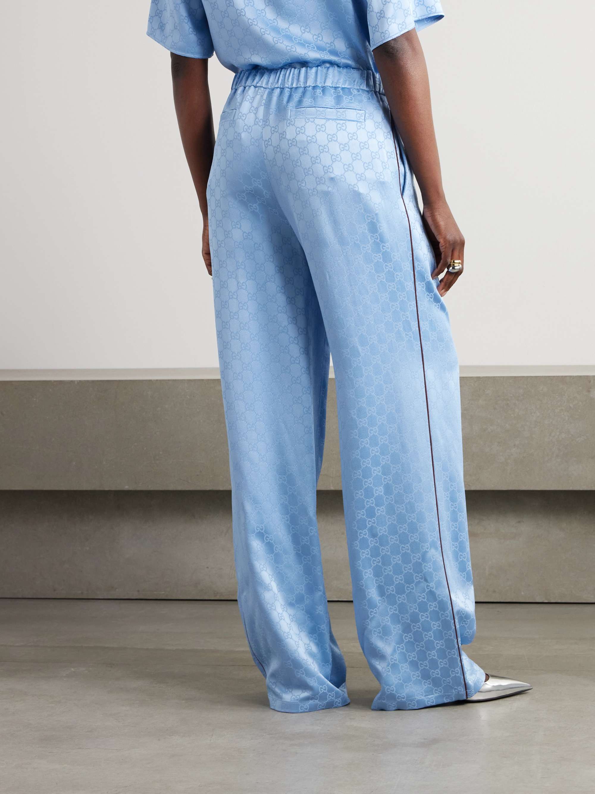 Hammered satin-jacquard wide-leg pants view