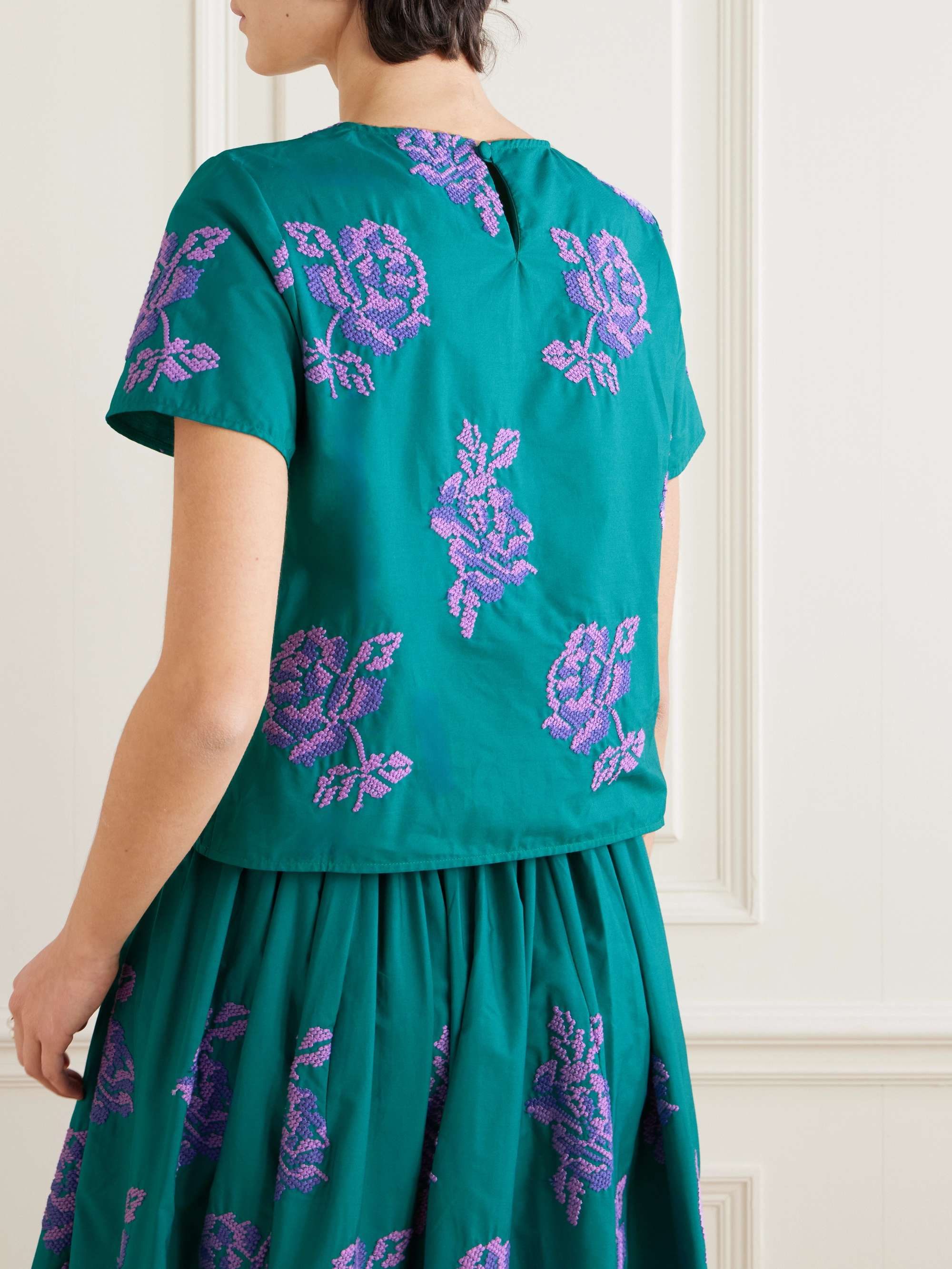 Hilary embroidered cotton top view