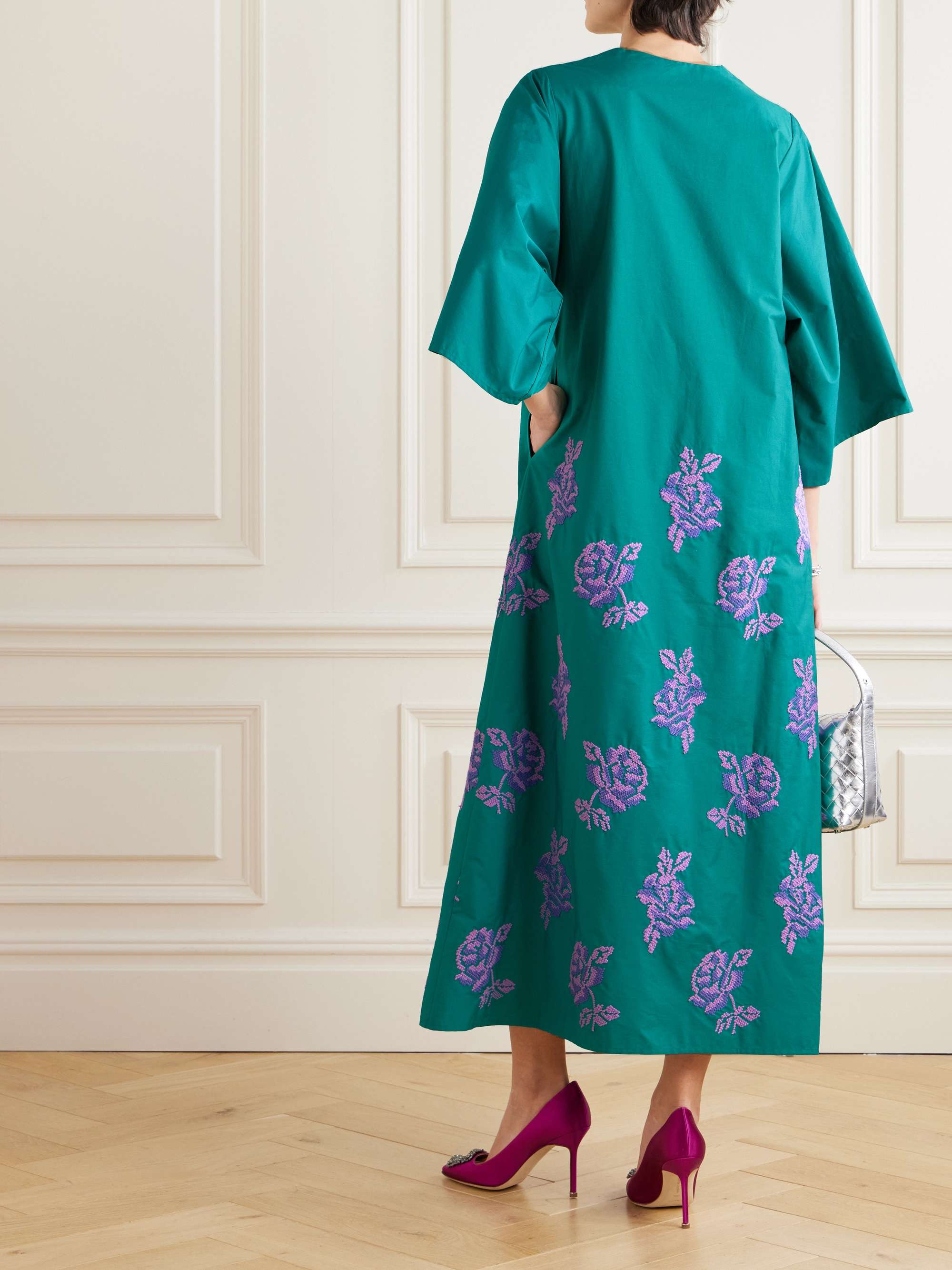 Sassetta embroidered cotton-poplin maxi dress view
