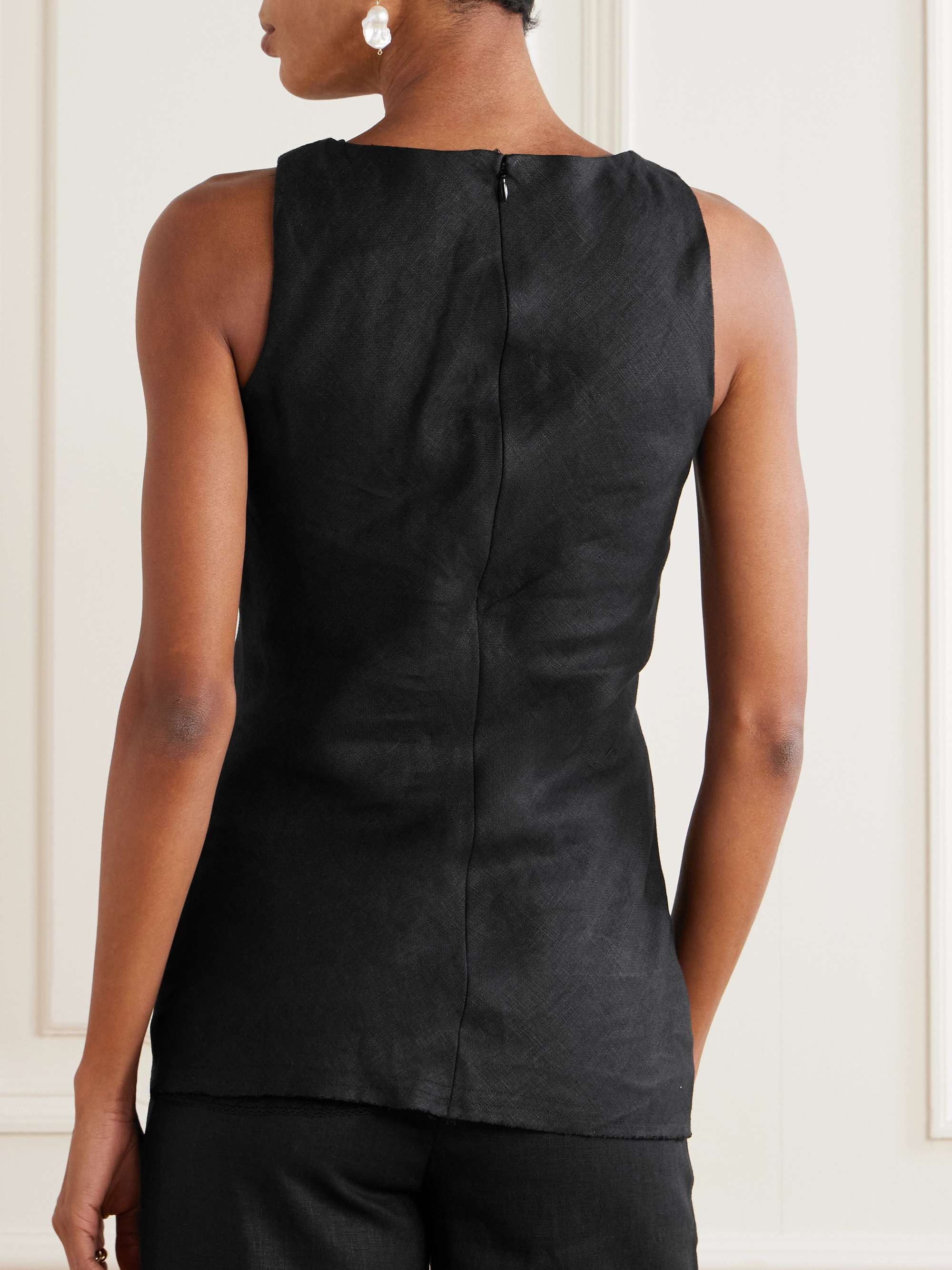 Saribou lace-trimmed linen top view