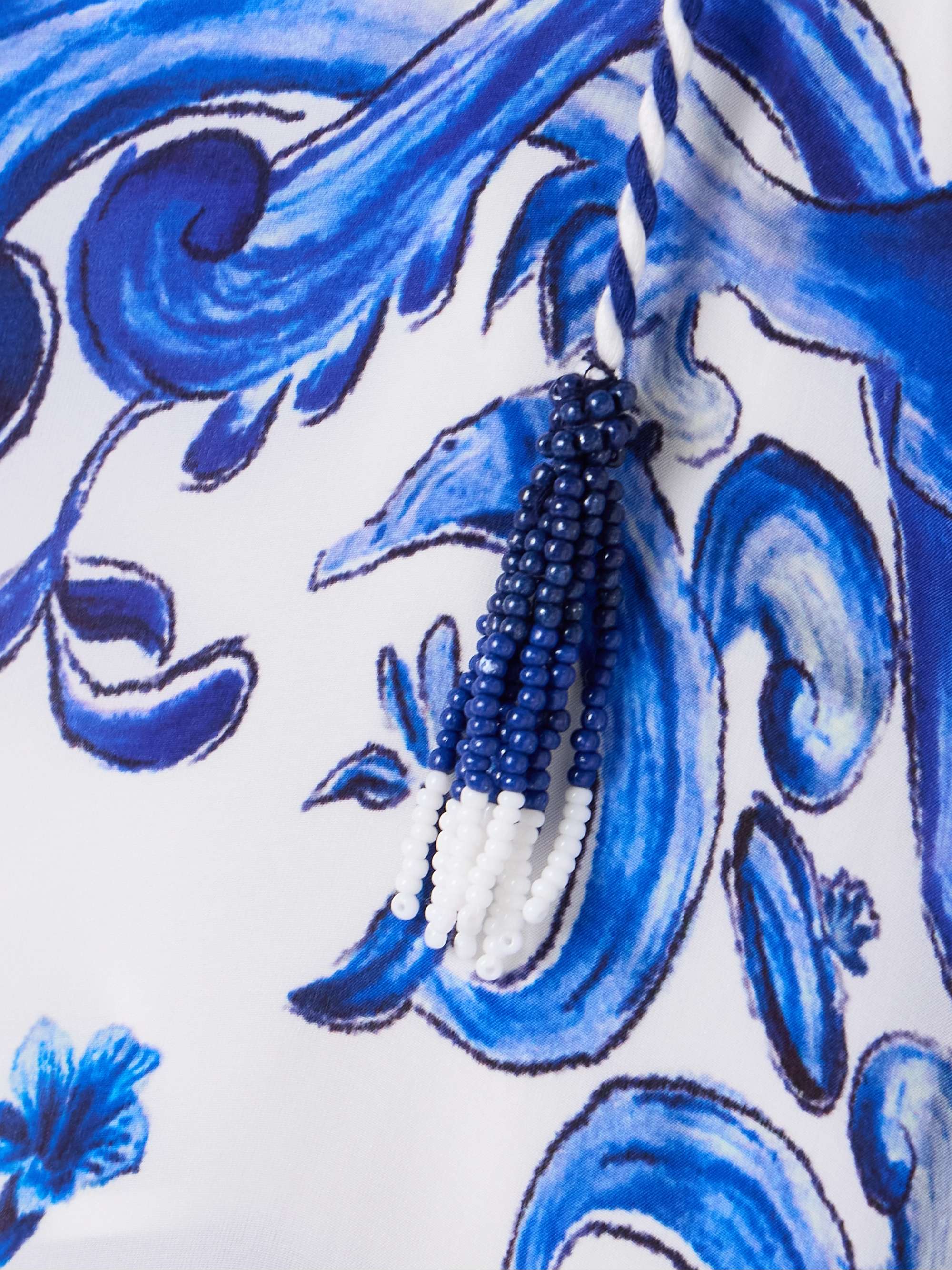 Garden Tiles bead-embellished printed satin tank view