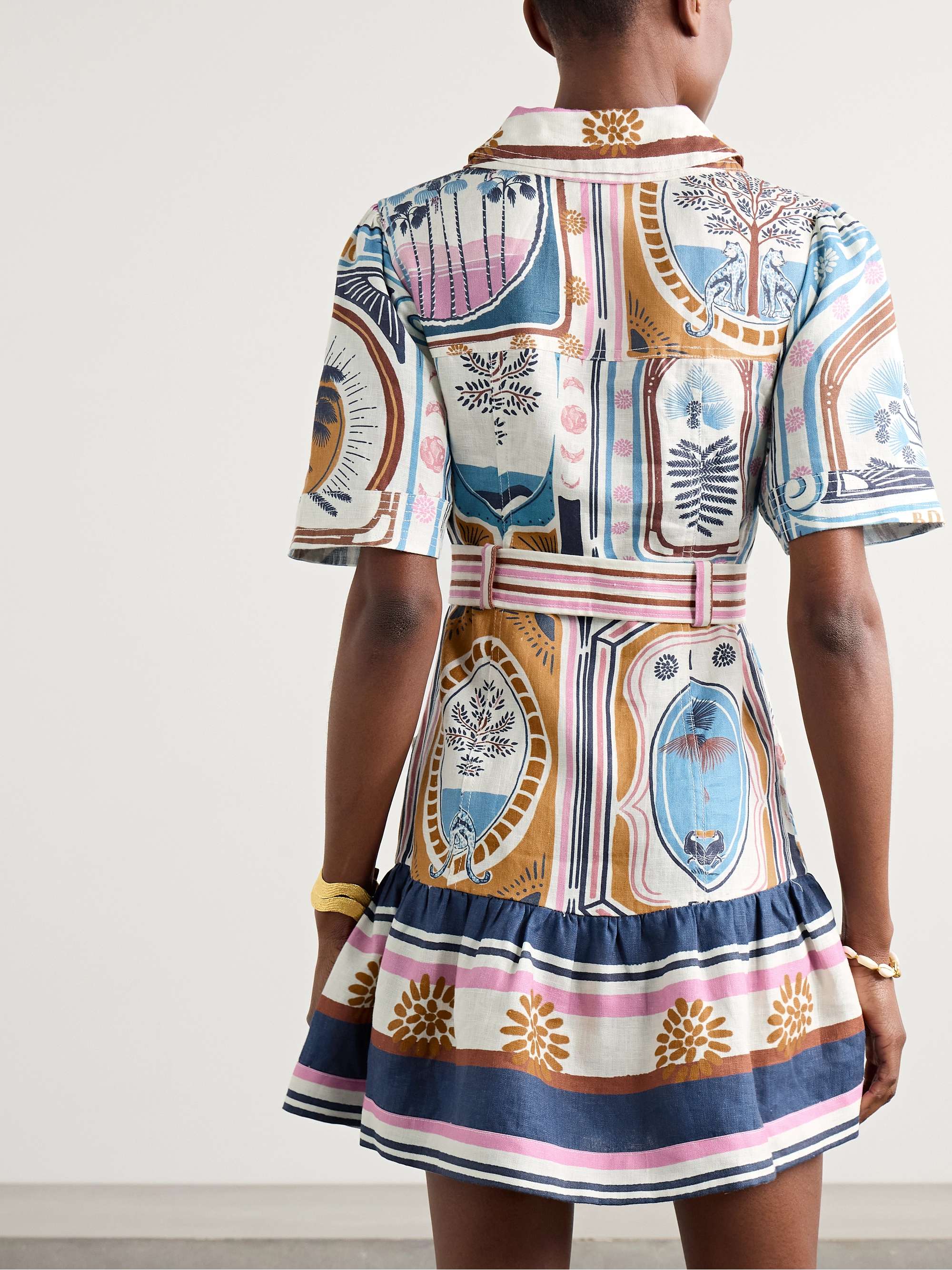 Cerrado Stamps belted printed linen mini dress view