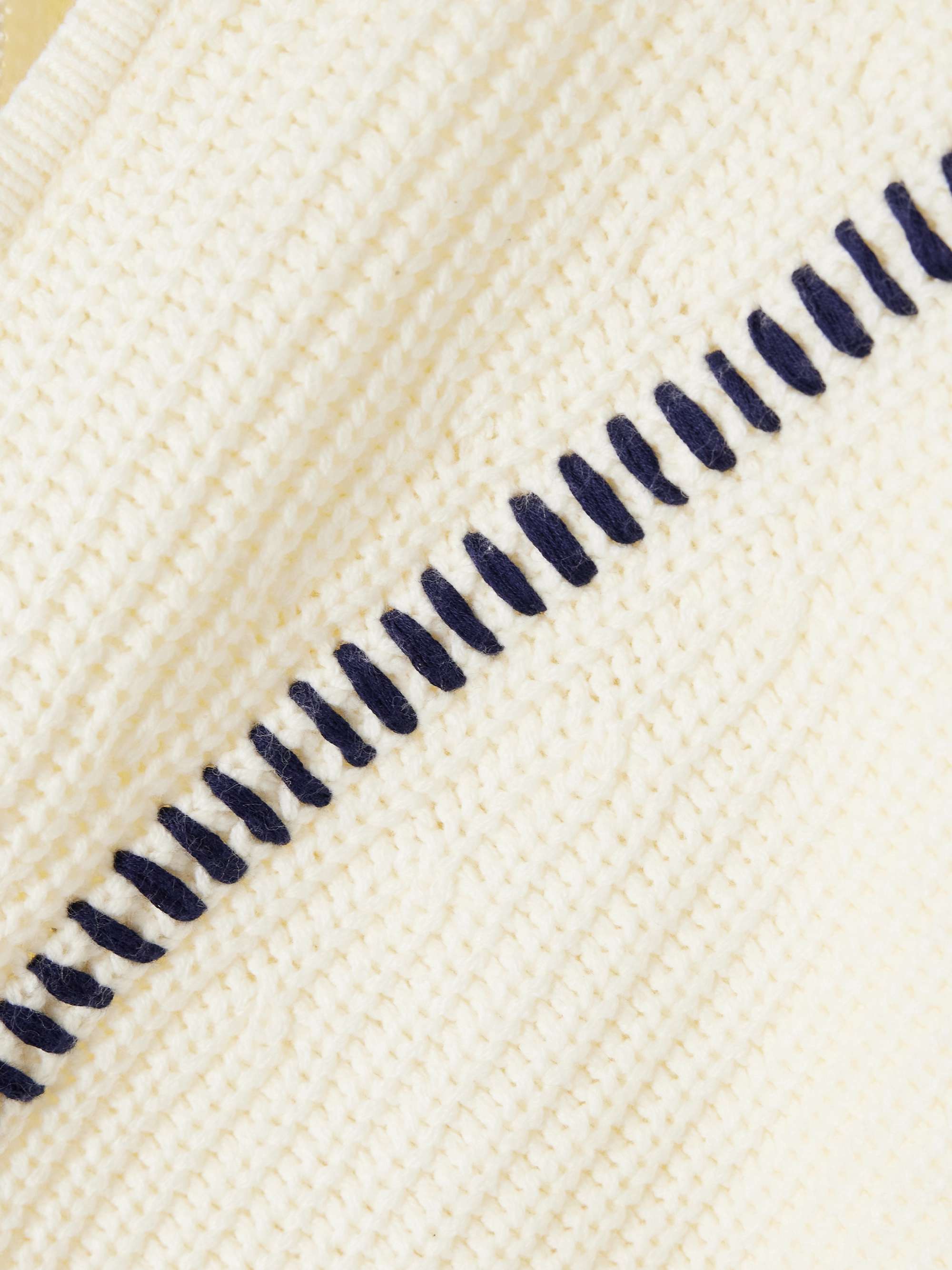 Hampton cropped embroidered ribbed cotton-blend sweater view