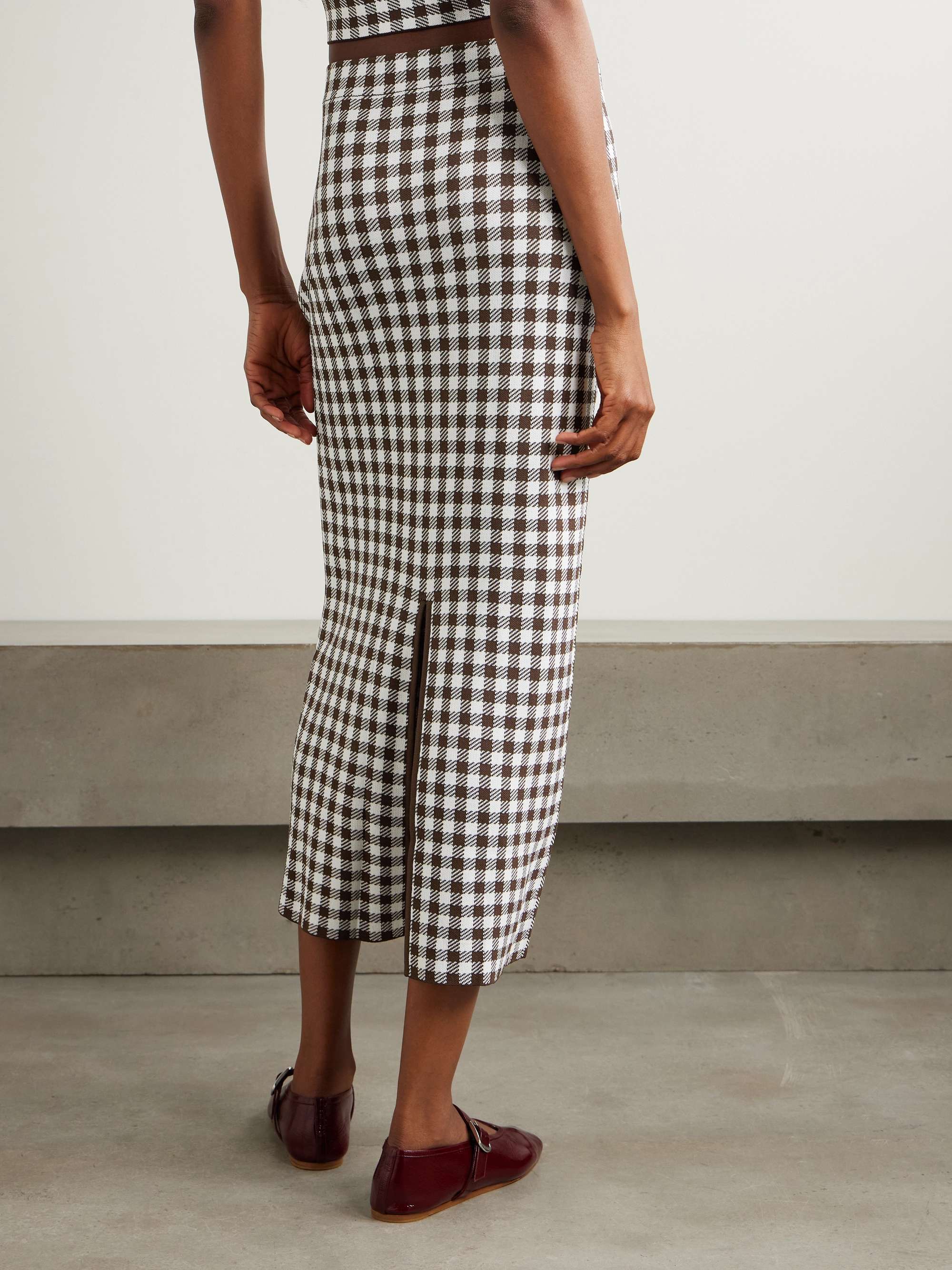 Karina gingham jacquard-knit midi skirt view