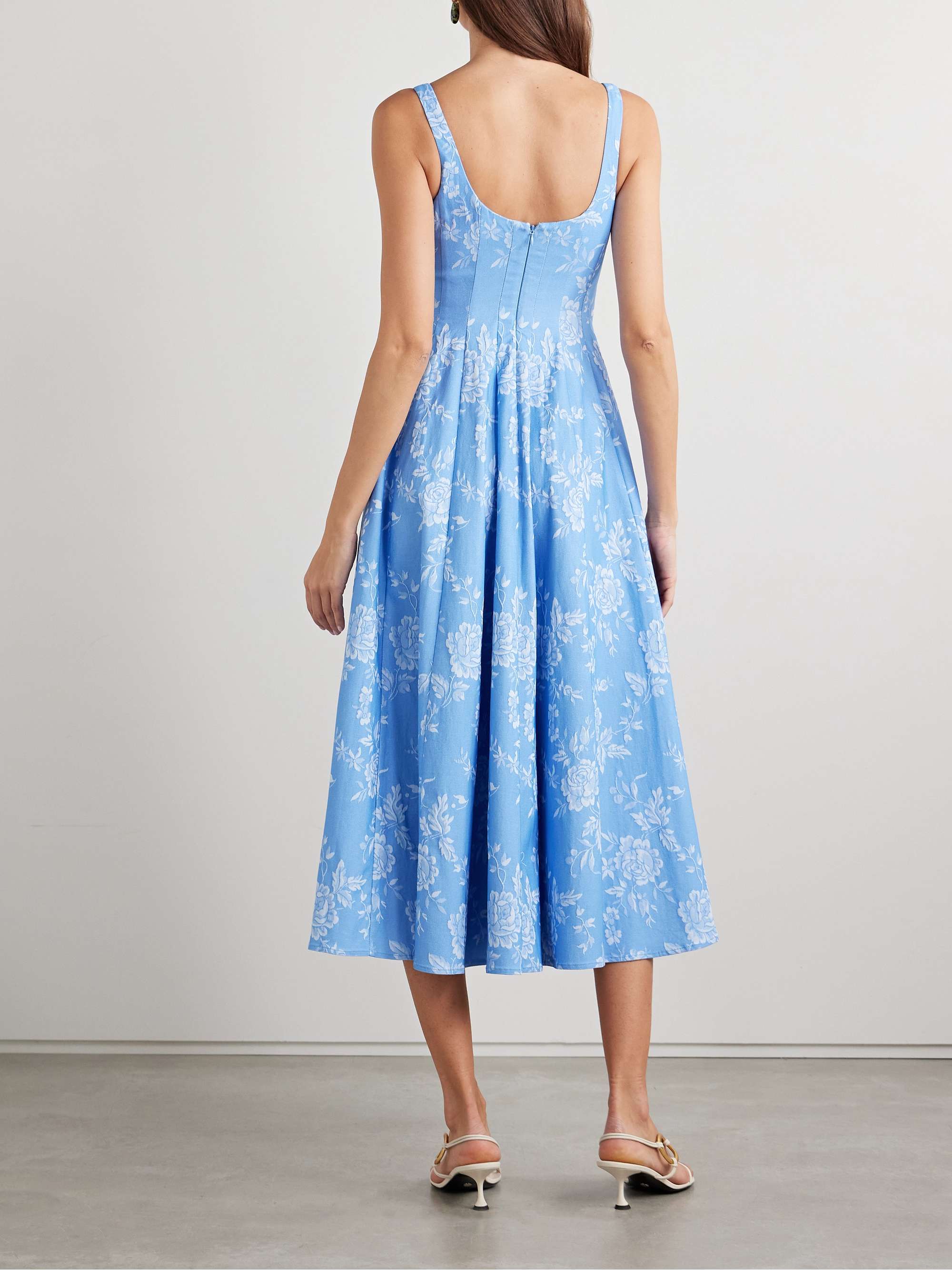 Wells pleated floral-jacquard stretch-twill midi dress view