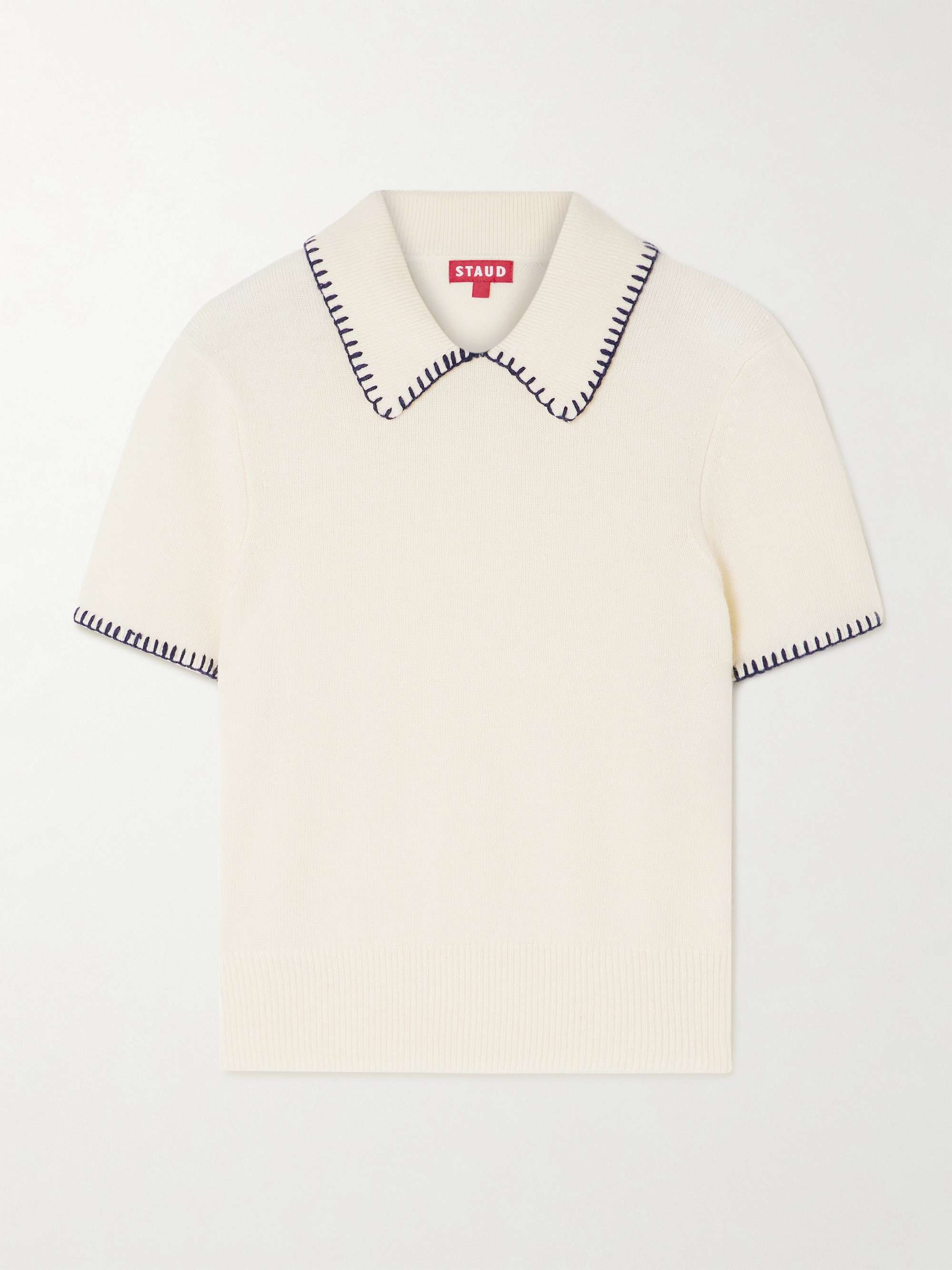 Windsor cropped embroidered wool-blend polo shirt view