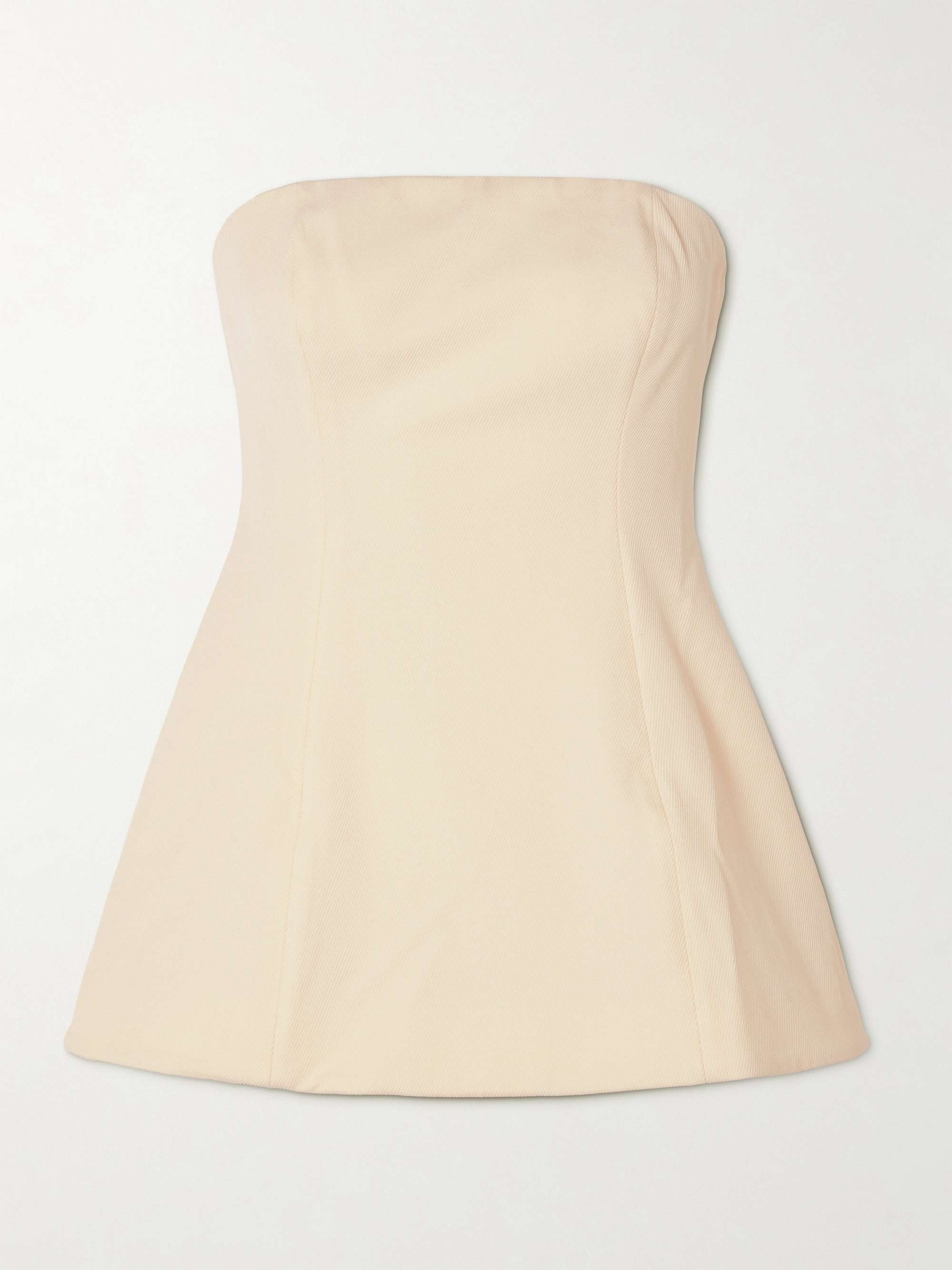 Silvia strapless twill peplum top view