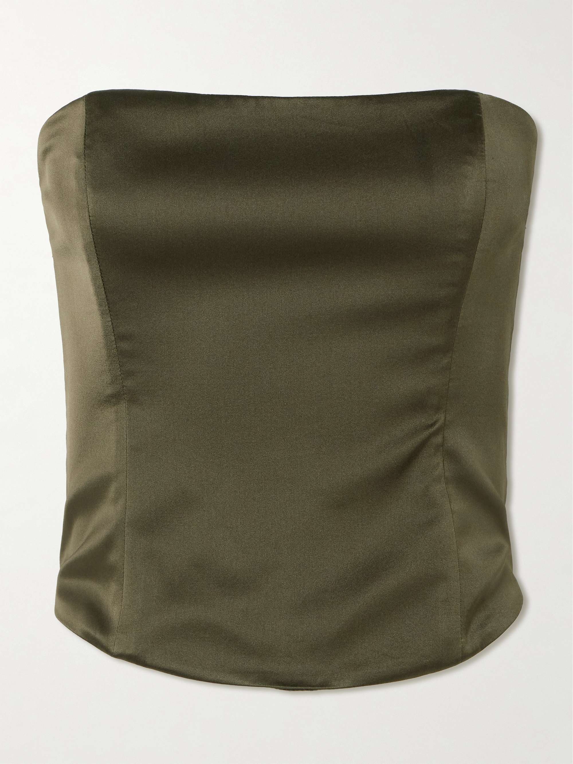 Brunswick strapless silk-blend satin top view