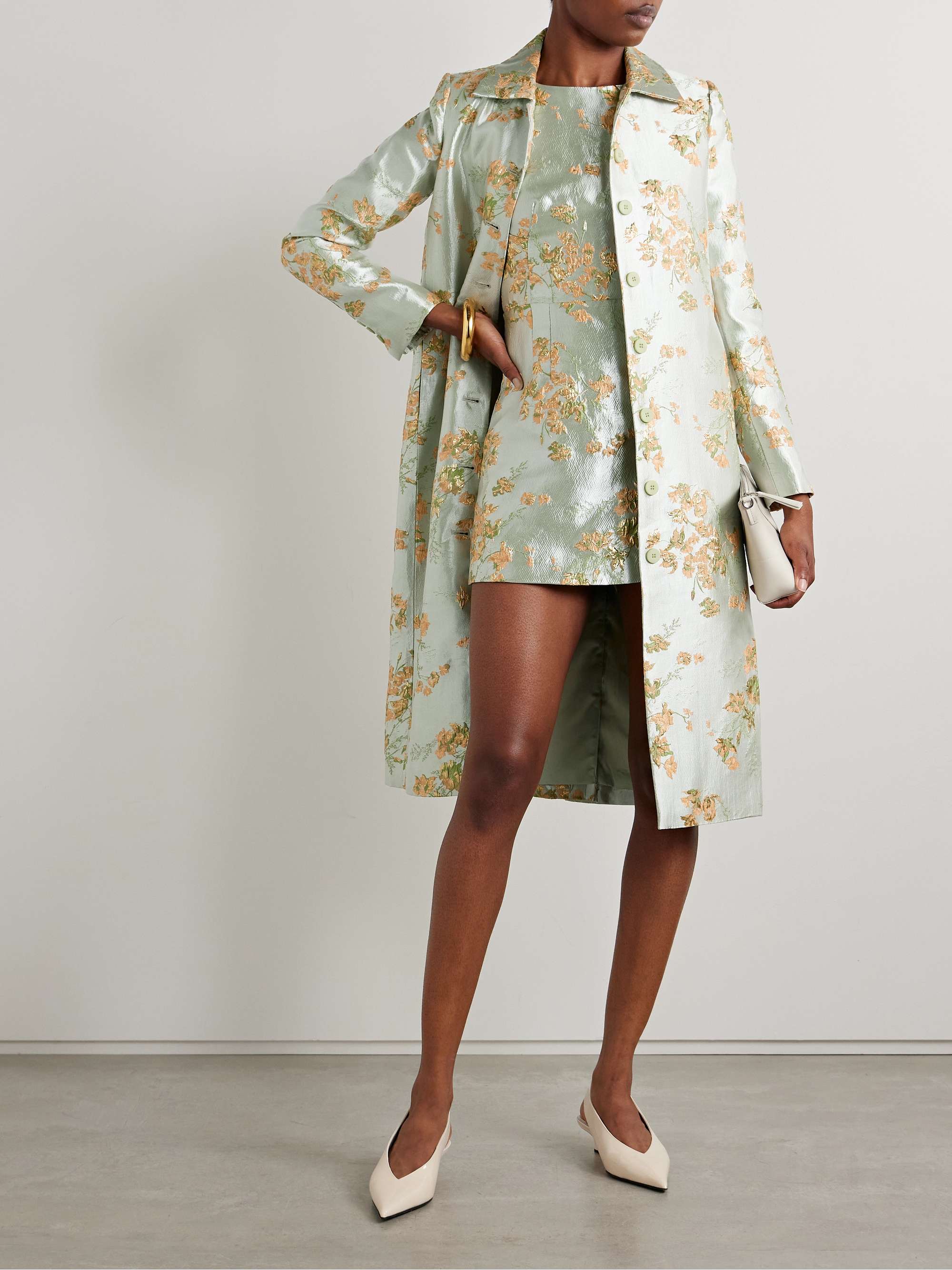 Antoinette metallic brocade coat view