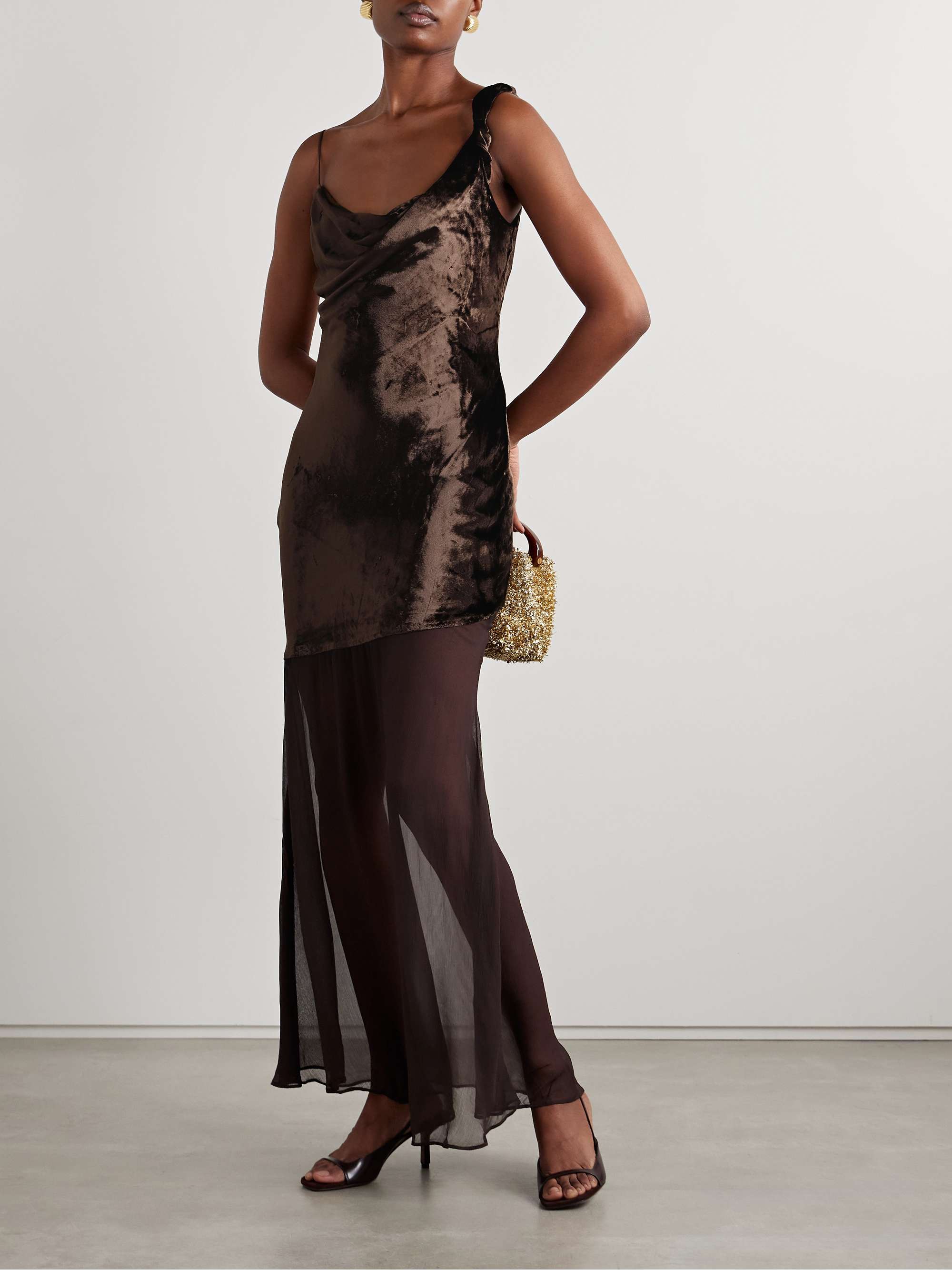 Beaton draped velvet and chiffon gown view