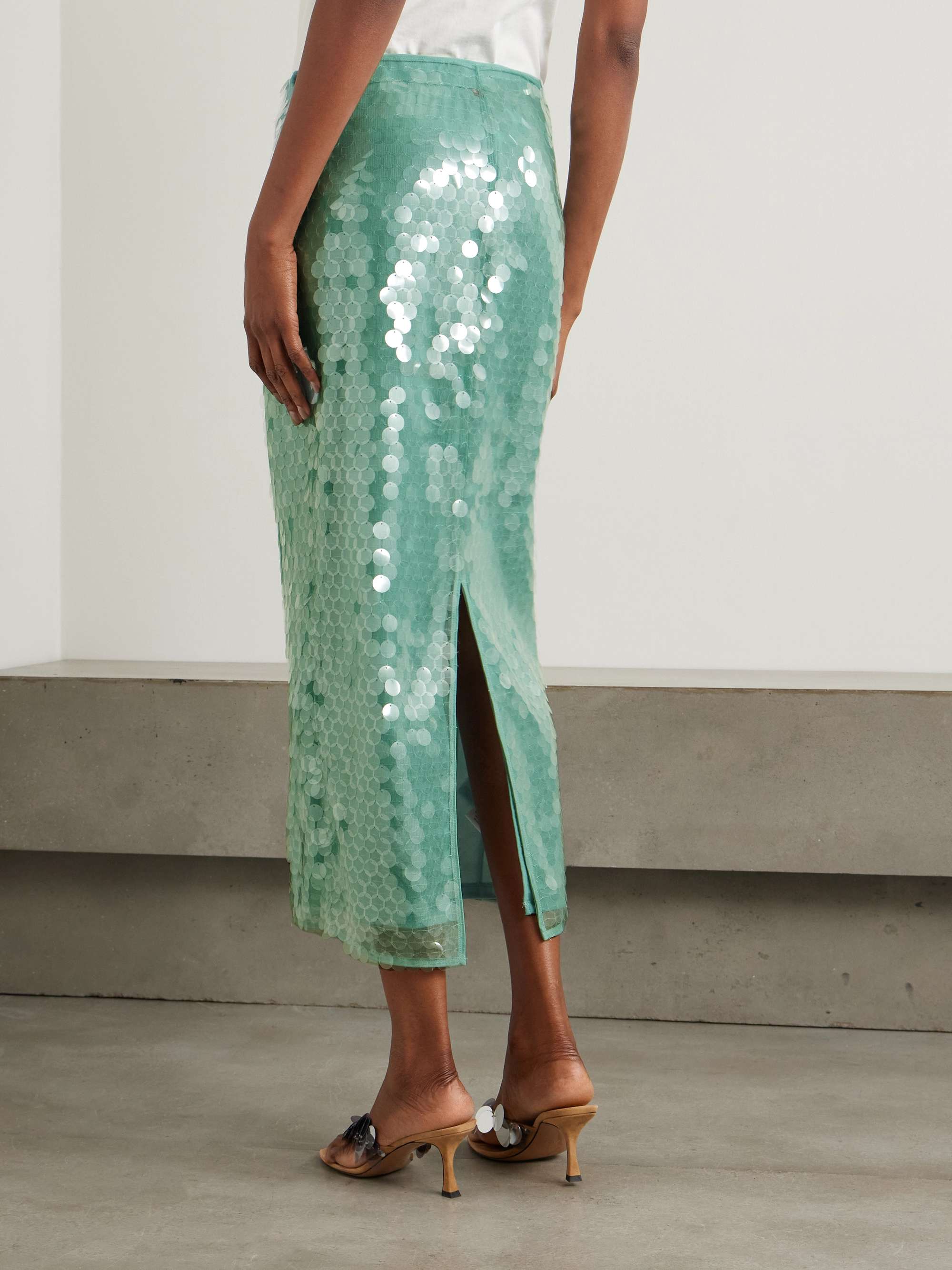 Casey paillette-embellished tulle midi skirt view
