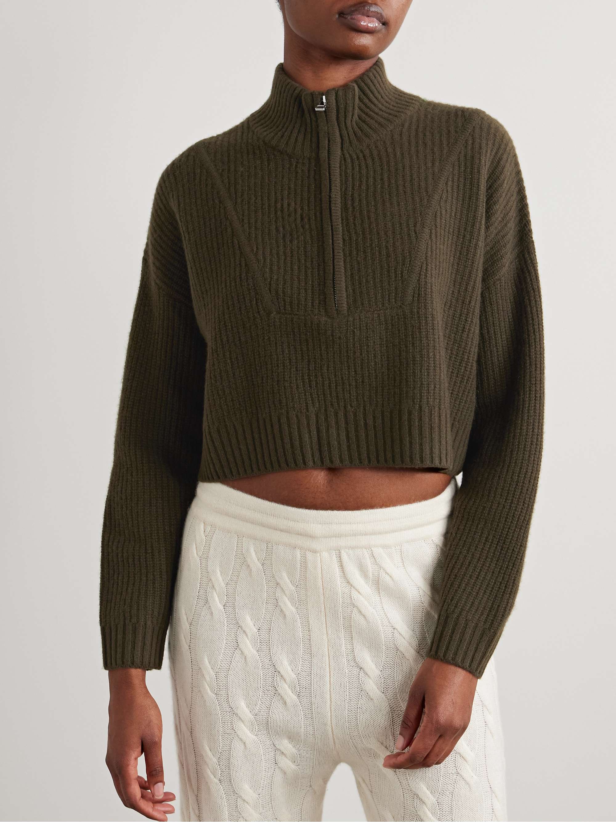 Hampton cropped ribbed cashmere sweater view