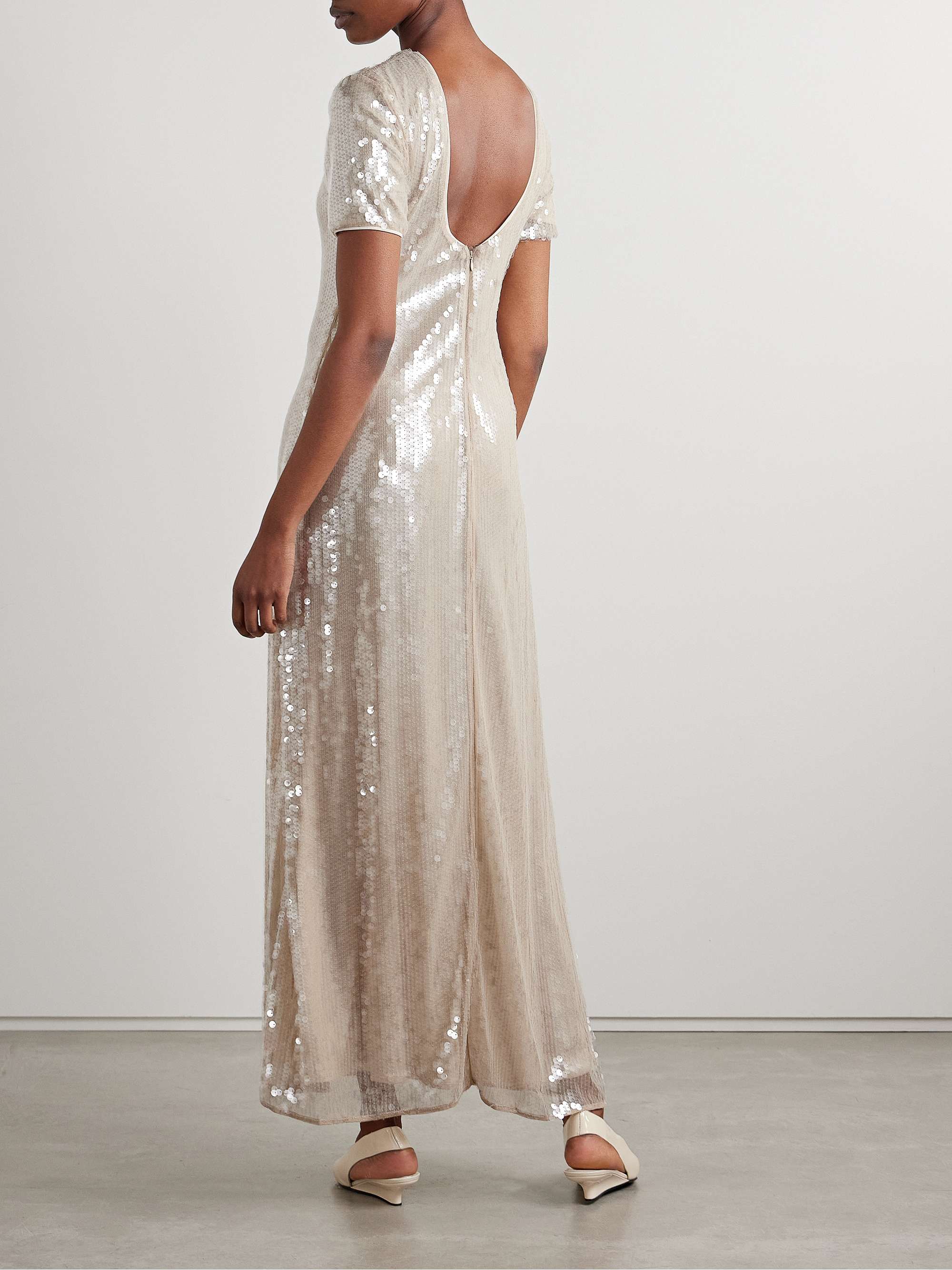 Safi gathered sequined tulle maxi dress view