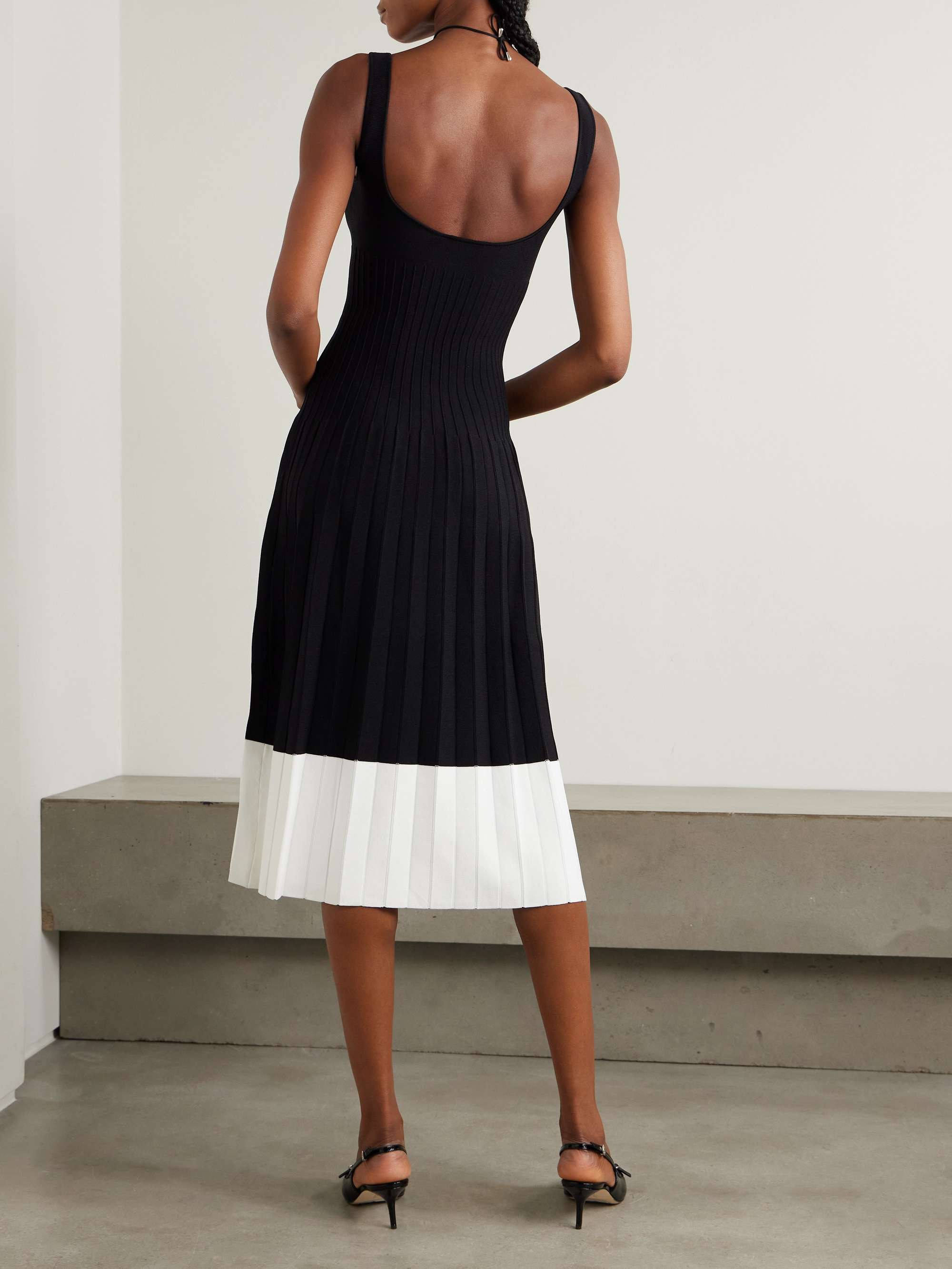Ellison pleated ribbed-knit midi dress view