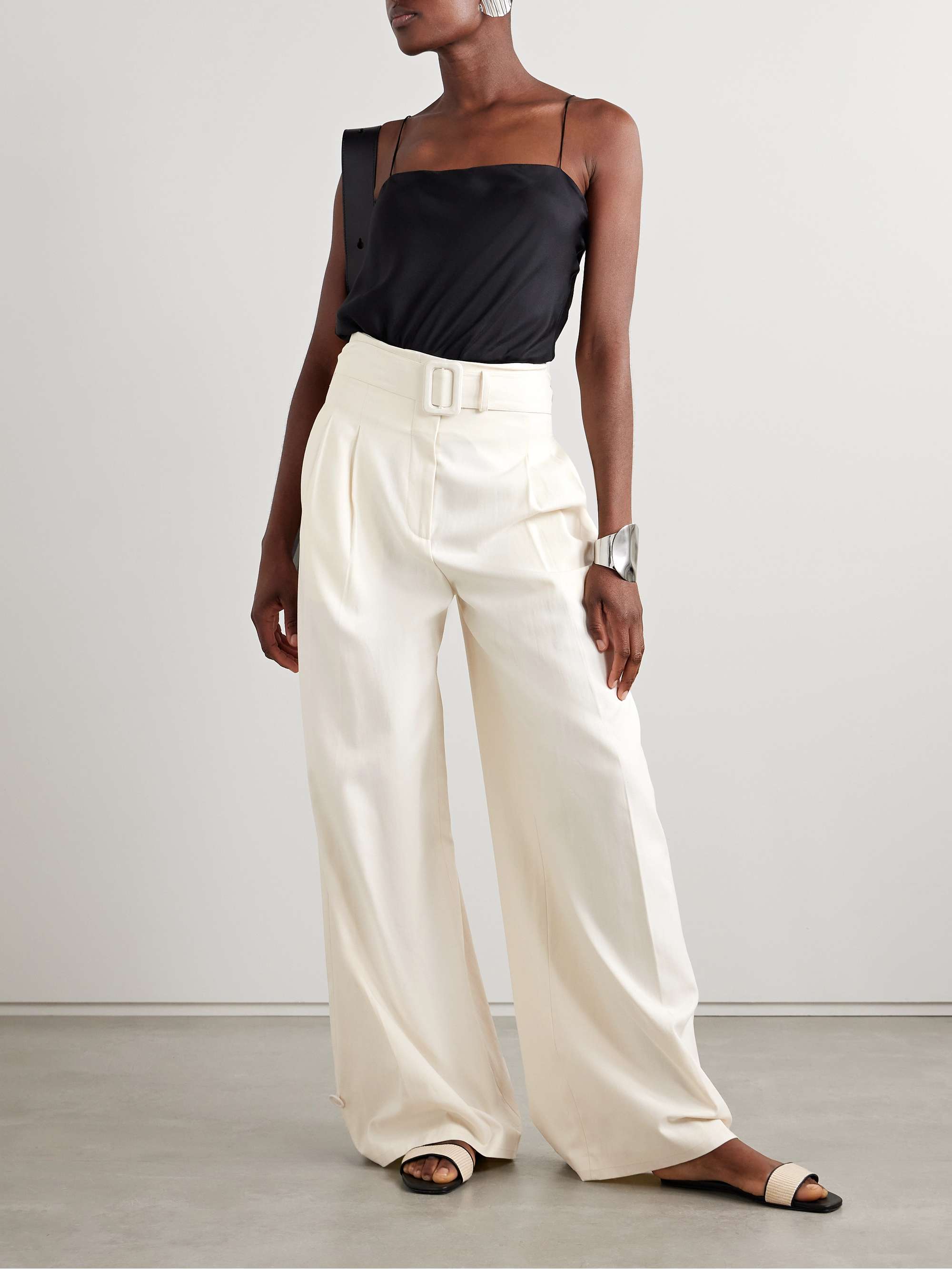 Belted Lyocell and organic cotton-blend tapered pants view