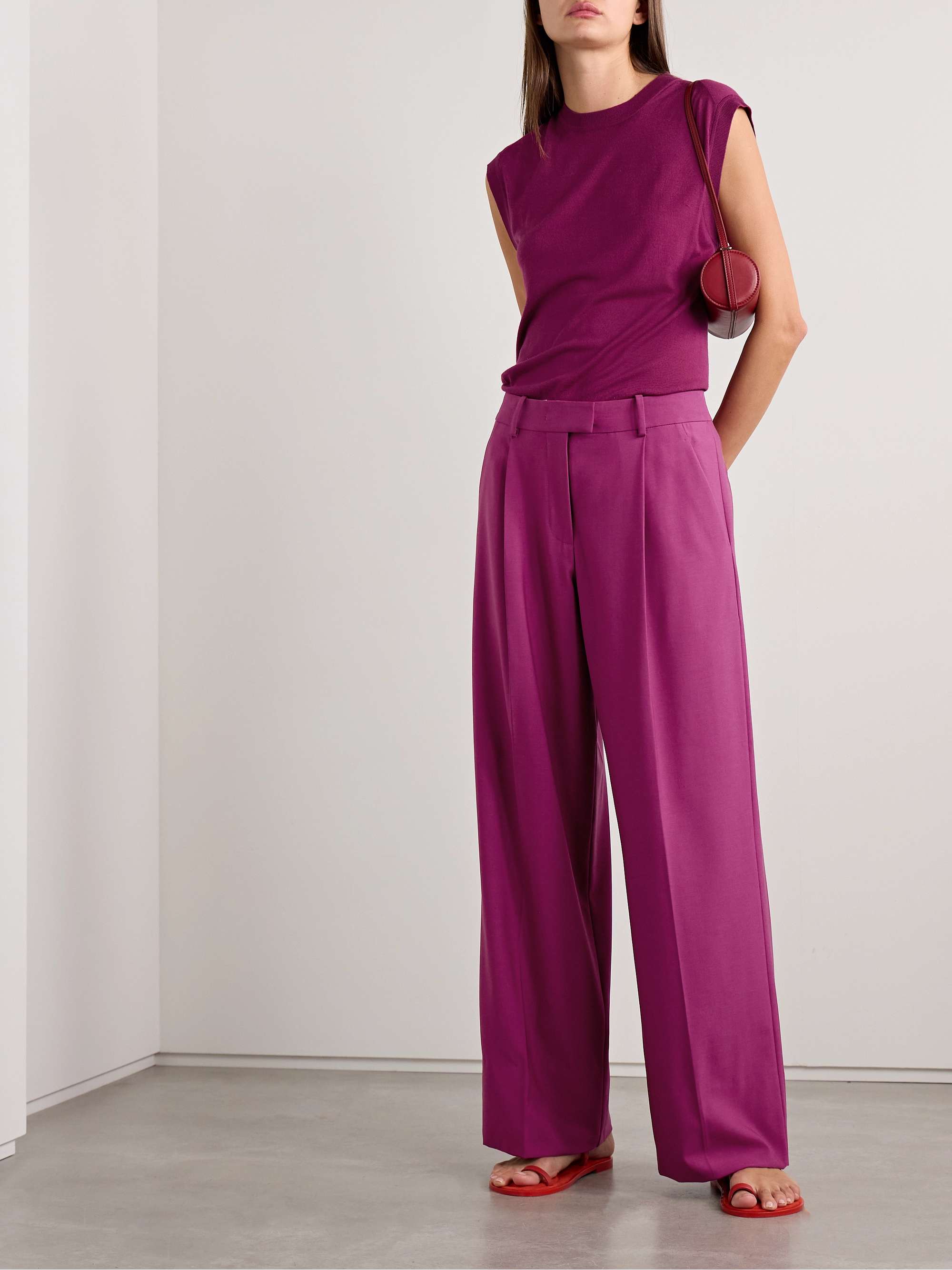 Wool-blend wide-leg pants view