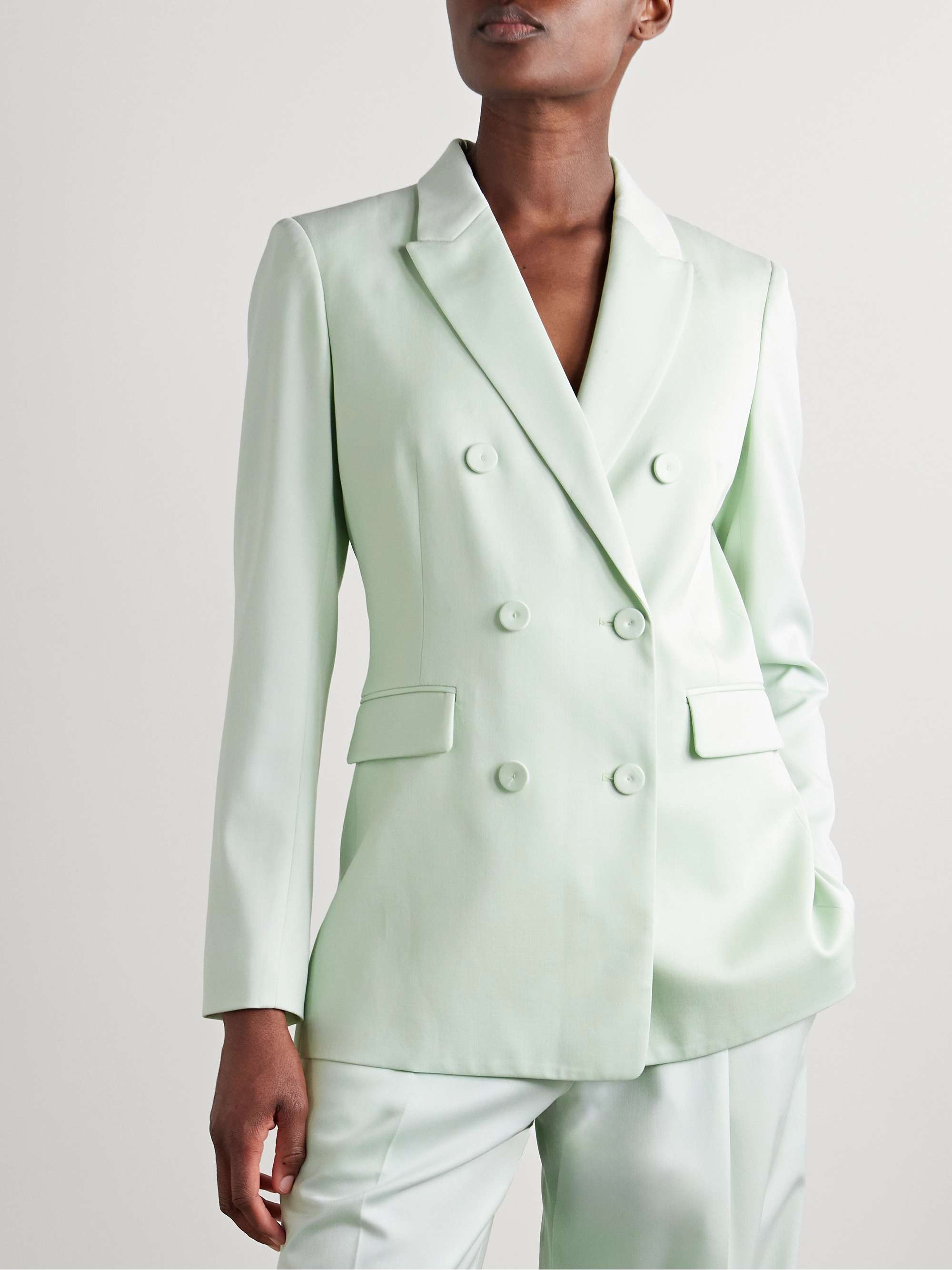 Double-breasted wool-blend blazer view
