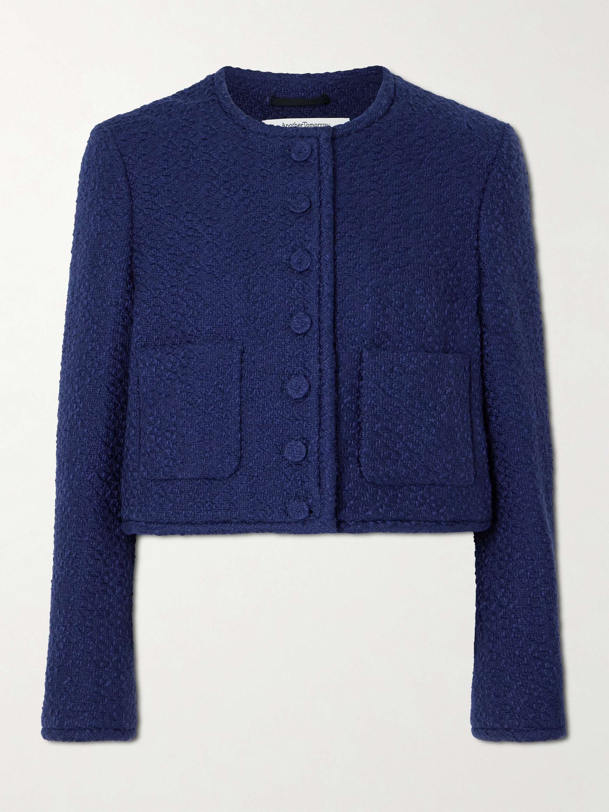Cropped organic cotton-tweed jacket view